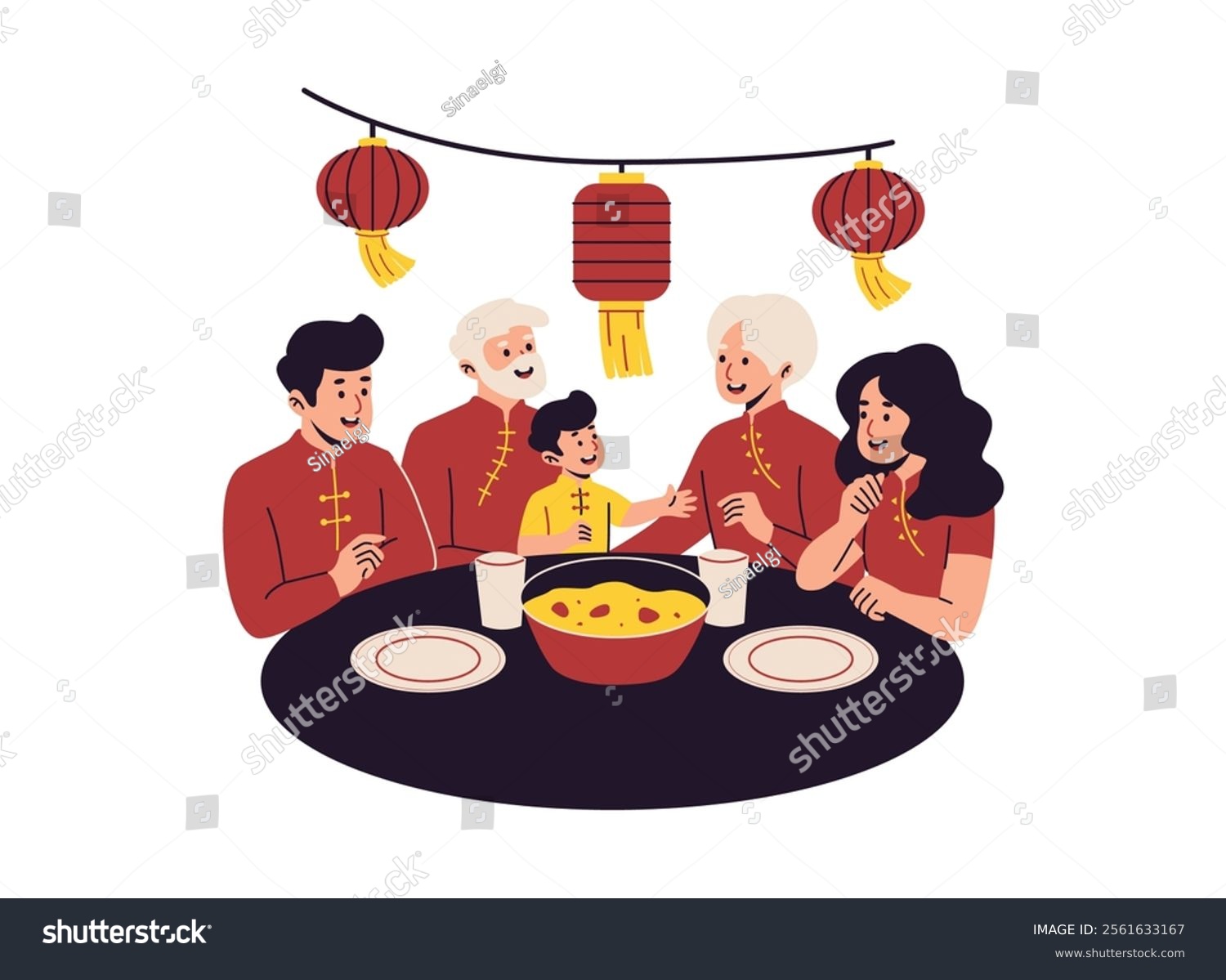 Illustration of an Dinner Chinese New Year Character