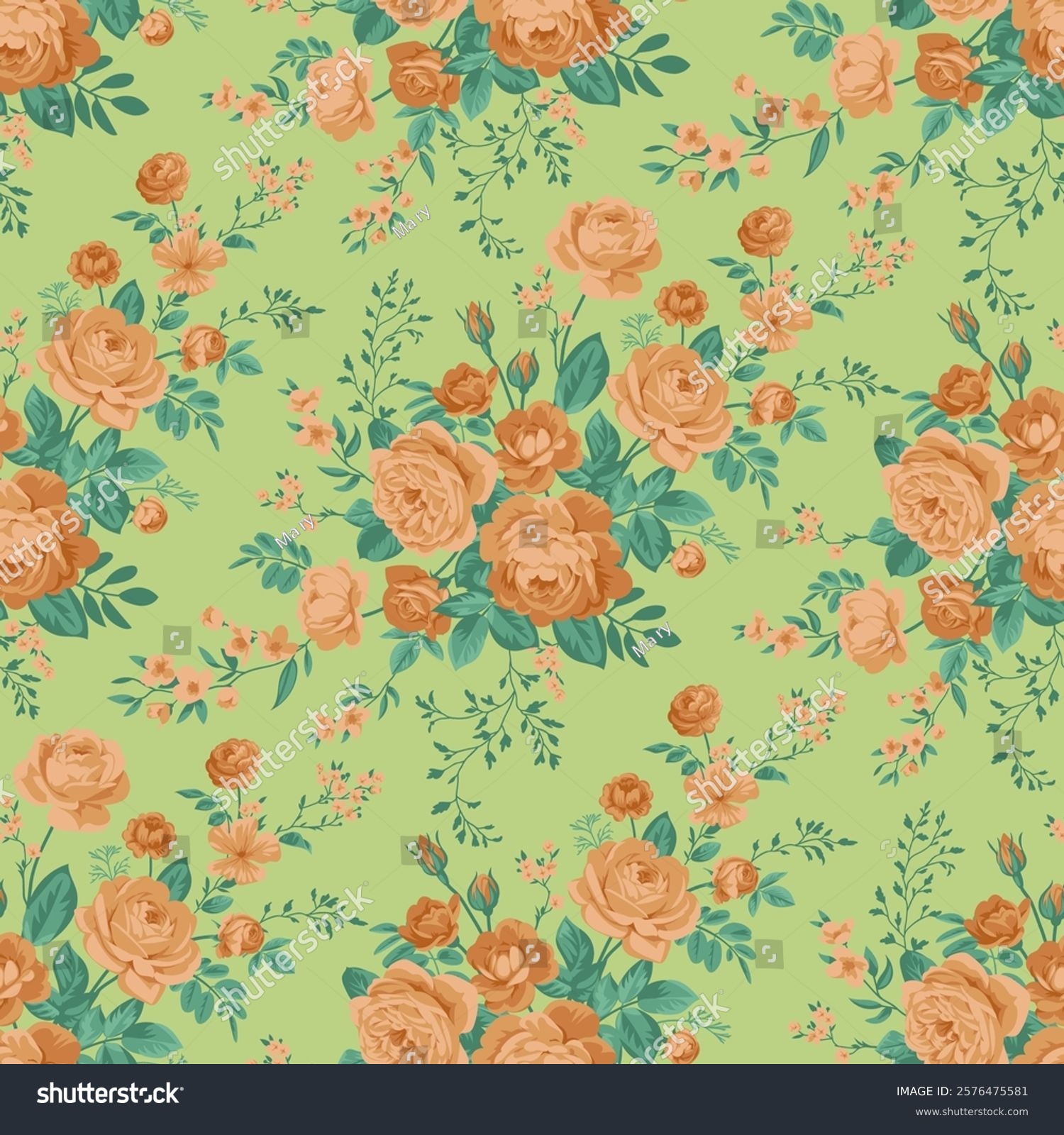 Seamless spring vector pattern with floral motif for dress fabric _站酷海洛 ...