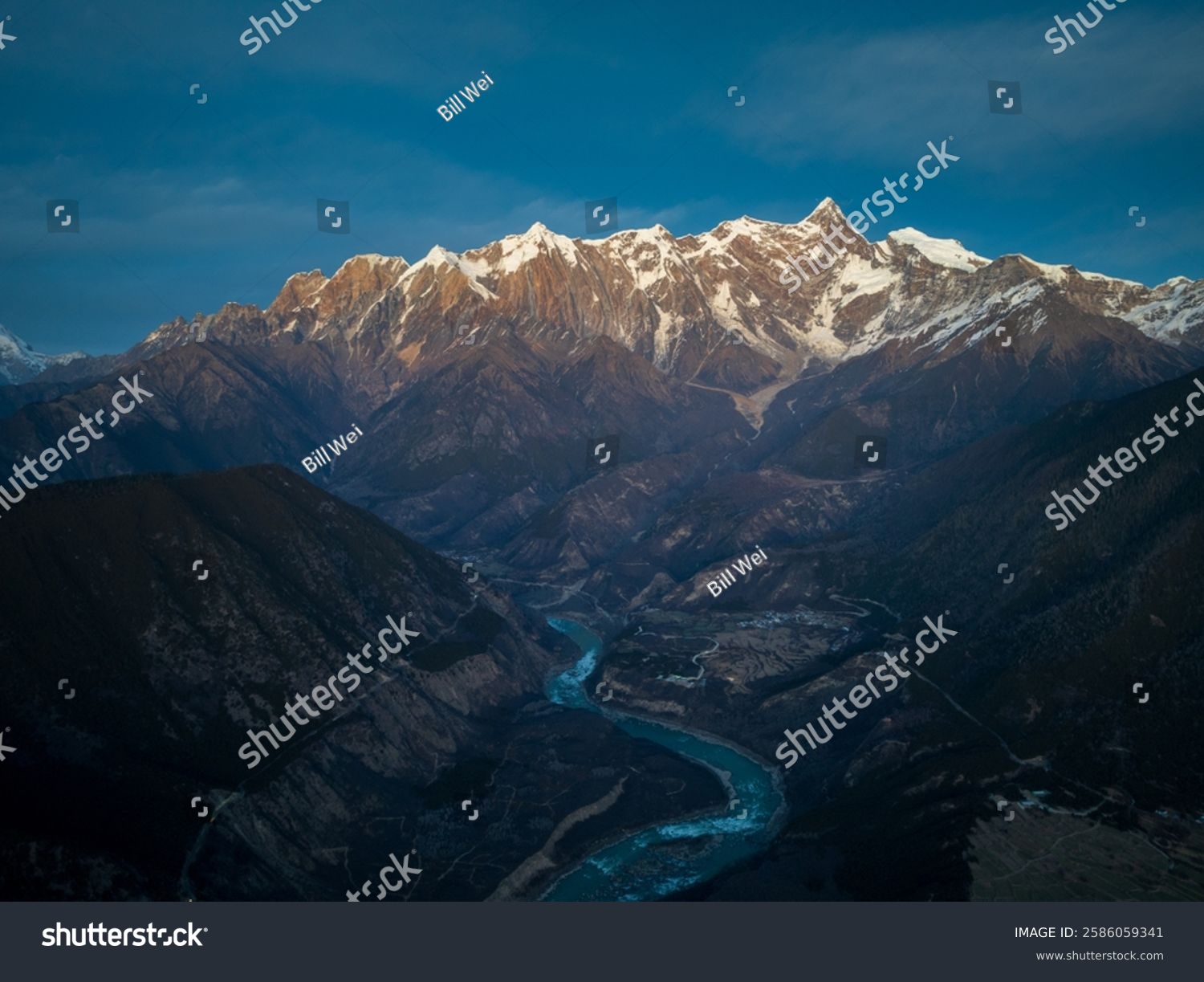View of the Yarlung Zangbo River Grand Canyon and Mount Namjagbarwa in Nyingchi  Tibet  China