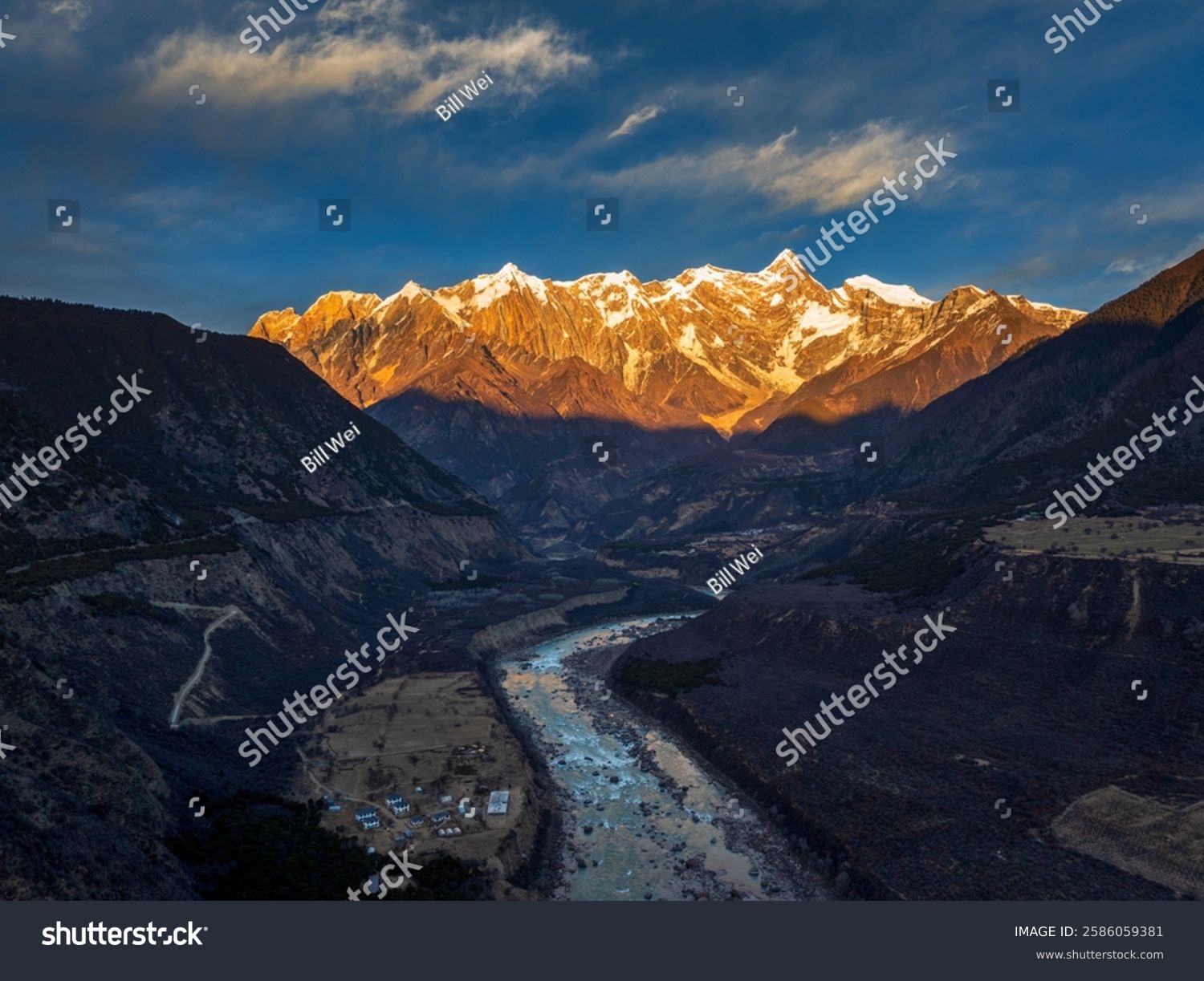 View of the Yarlung Zangbo River Grand Canyon and Mount Namjagbarwa in Nyingchi  Tibet  China