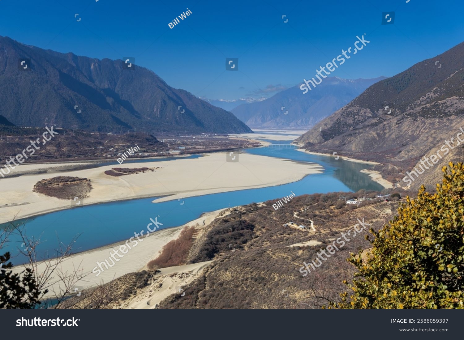 View of the Yarlung Zangbo River Grand Canyon and Mount Namjagbarwa in Nyingchi Tibet China