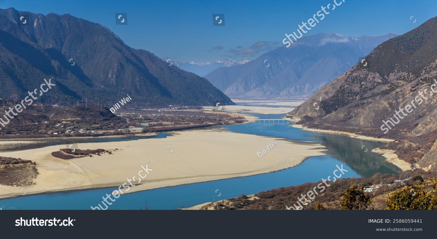 View of the Yarlung Zangbo River Grand Canyon and Mount Namjagbarwa in Nyingchi  Tibet  China
