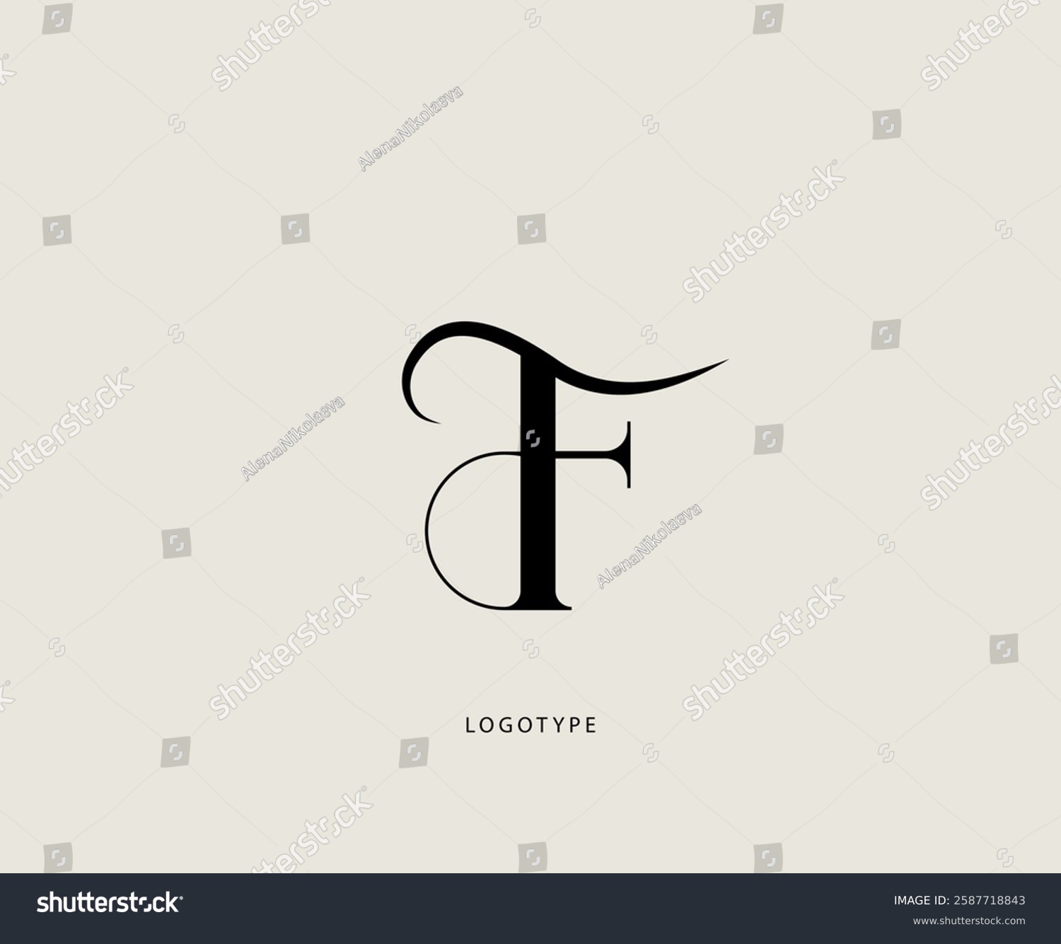 Letter "F" vector logo. Elegant classic logotype.