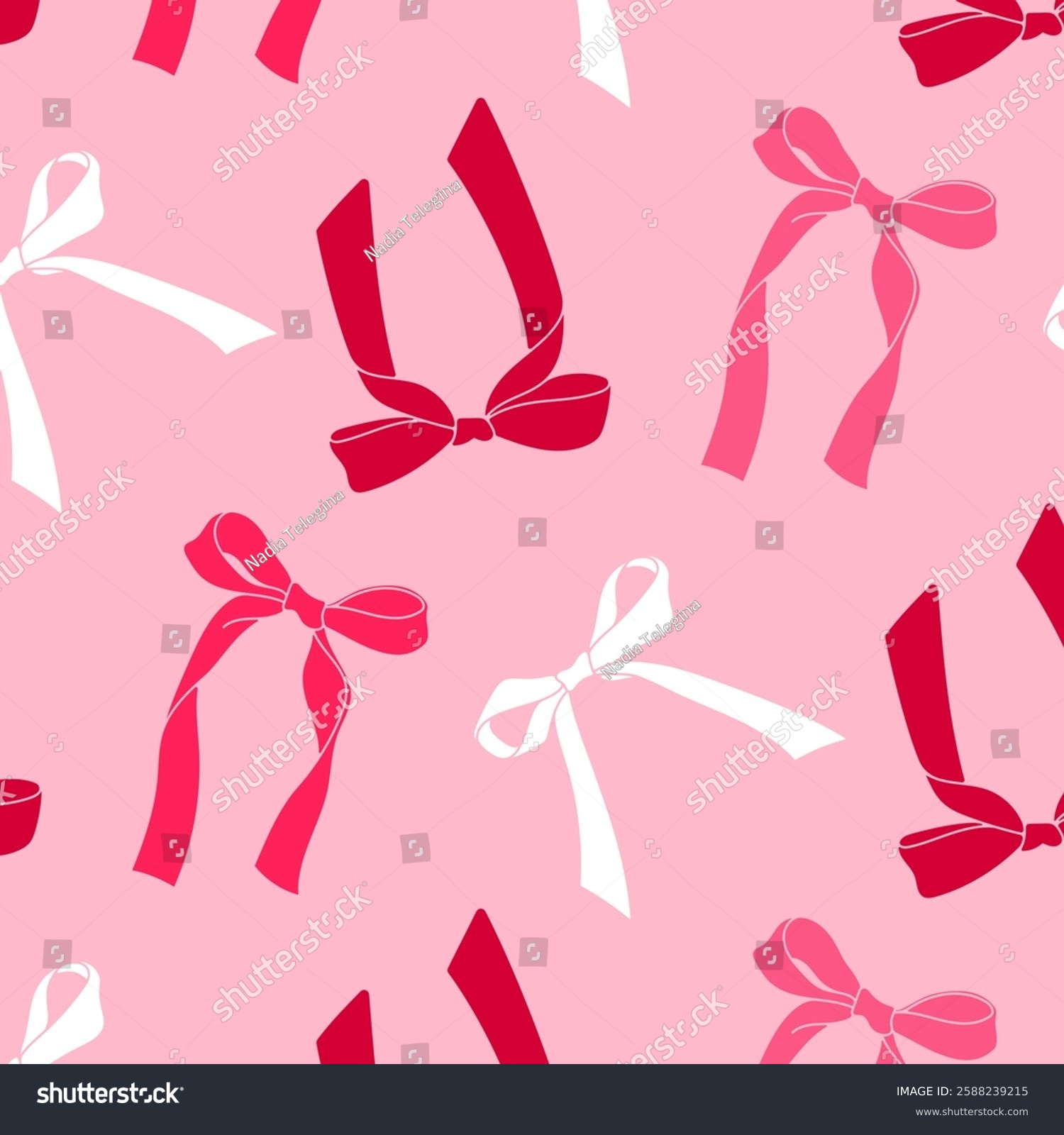 Cute seamless pattern with bow silhouettes. Background design. Repeating print 