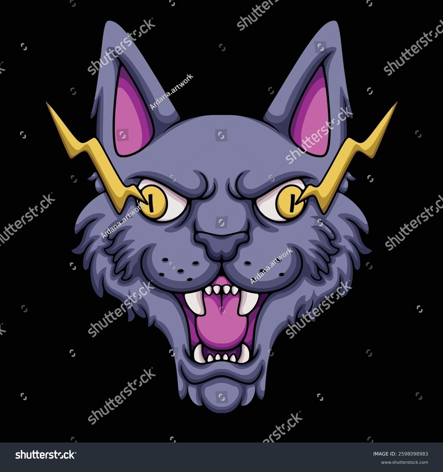 mythical cat in cartoon illustration style