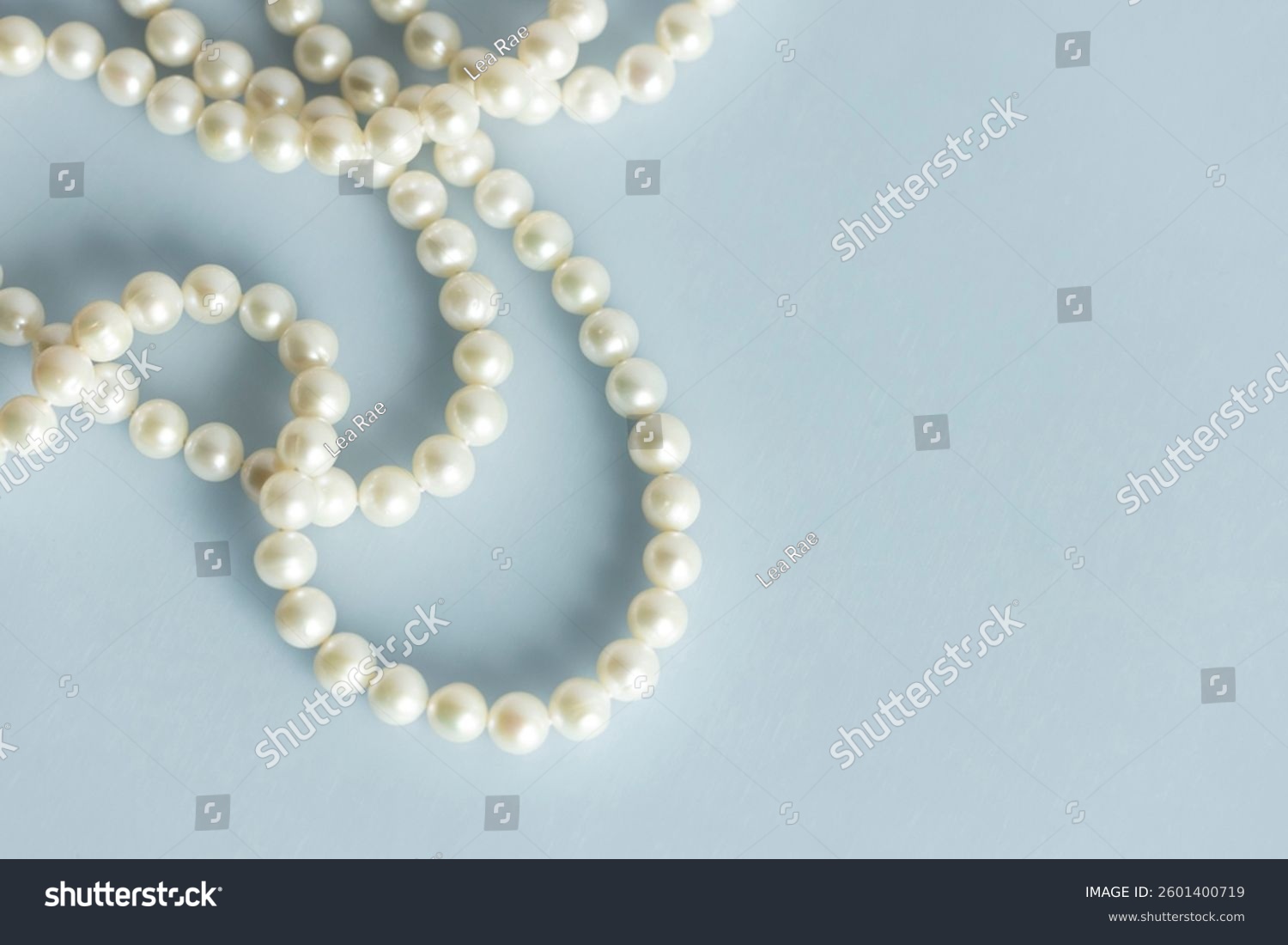 Pearl beads  freshwater pearl necklace with timeless stylish chique white luxurious pearls on a string showing elegance of the gift from nature  romantic chic appearance  natural materials