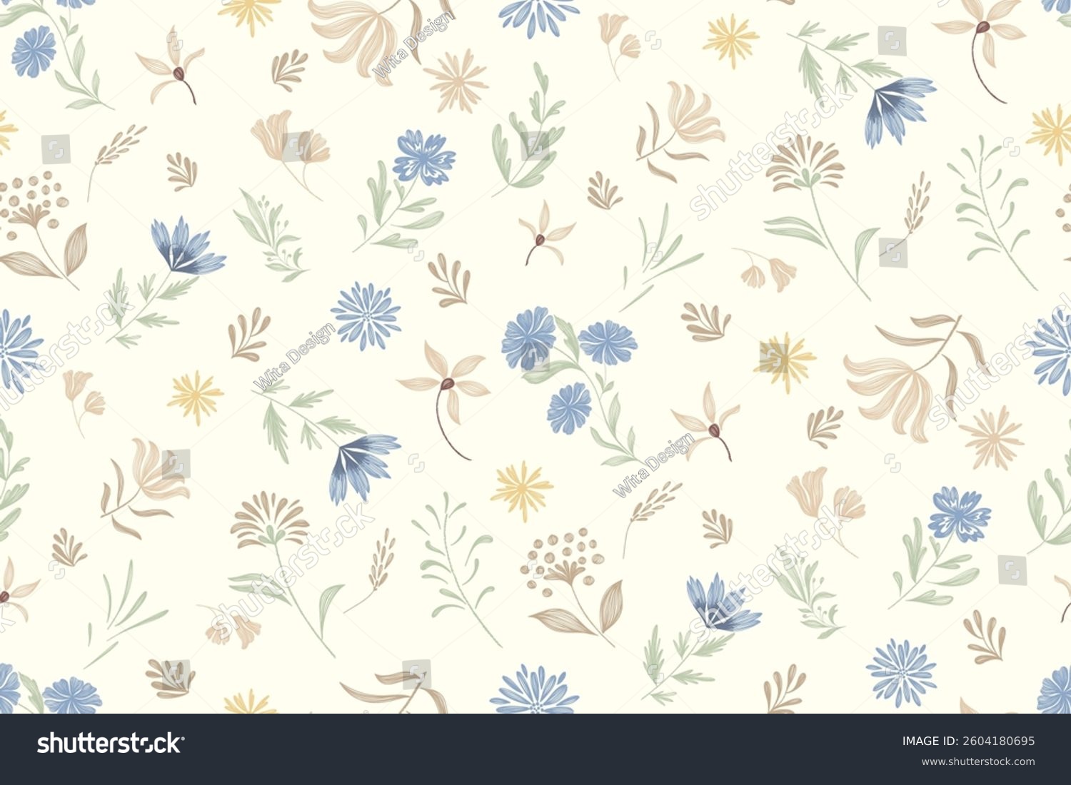Floral pattern seamless.Pastel blue flowers Ikat design paisley ...