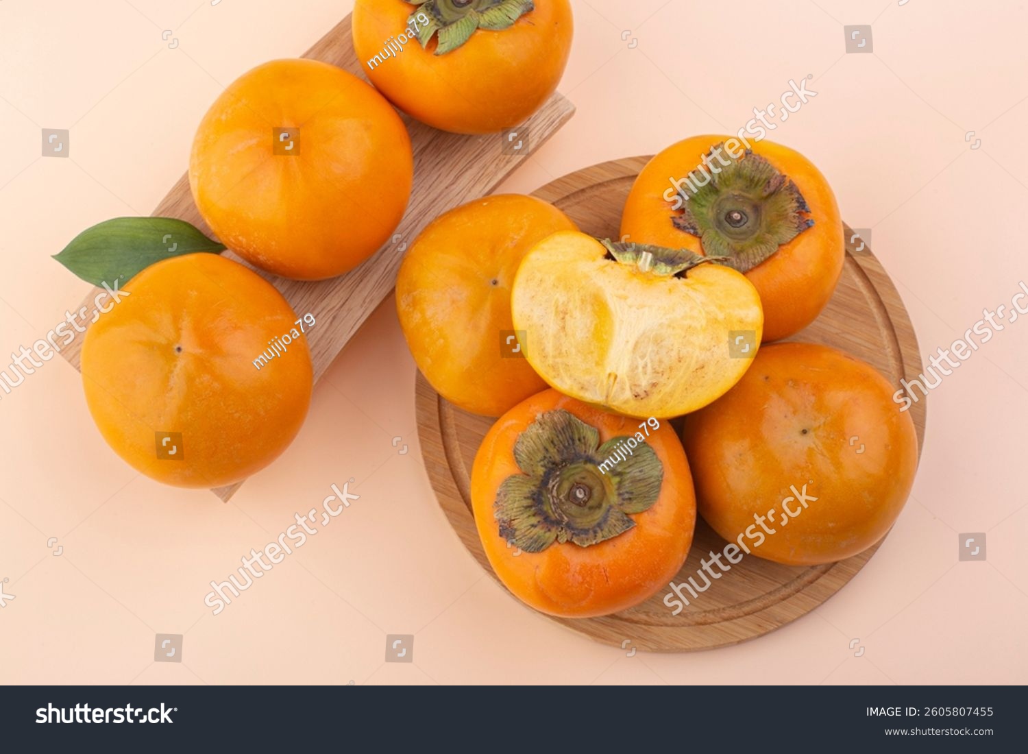 fresh ripe sweet persimmon fruit.