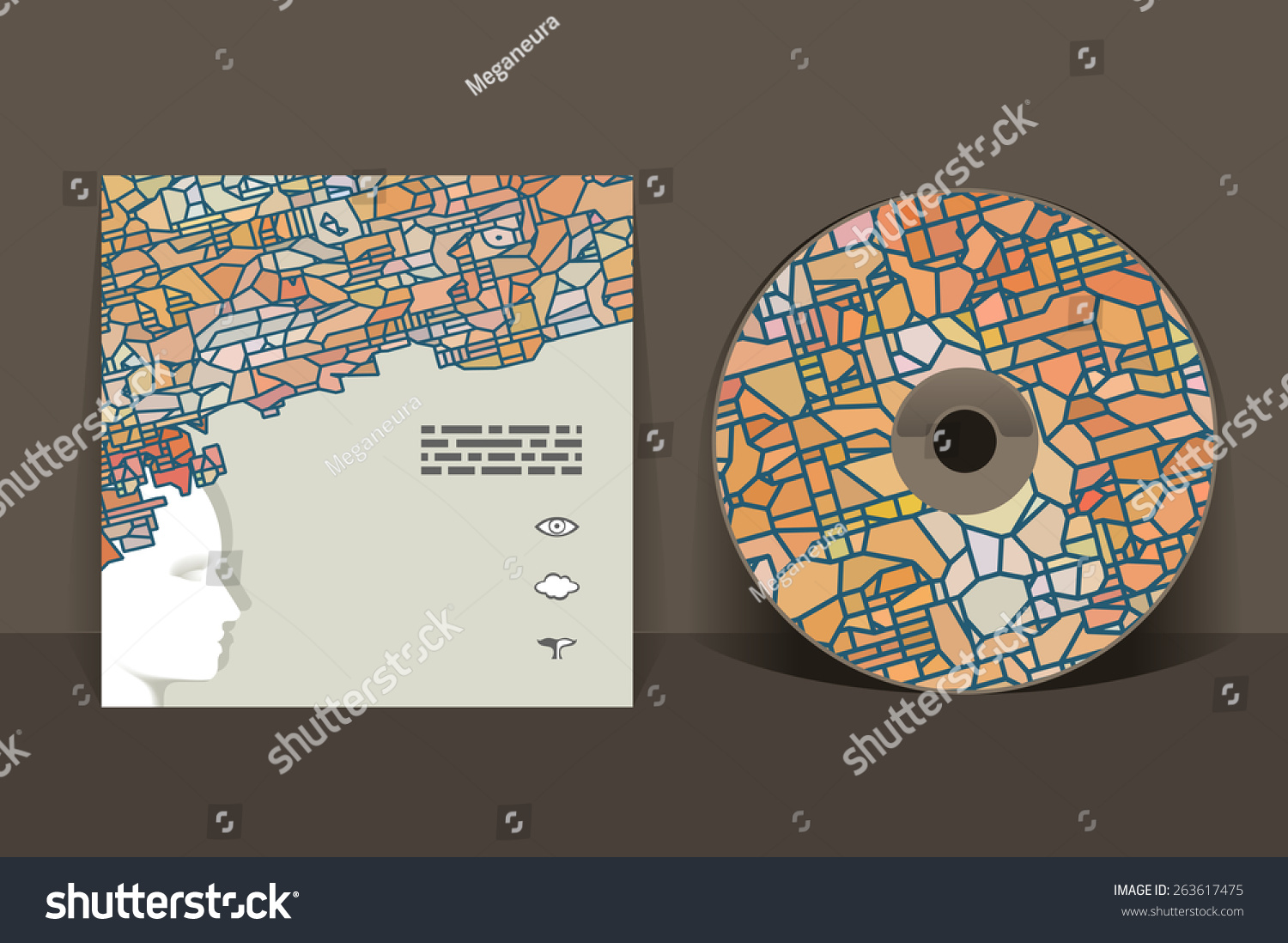 CD cover design template. Abstract pattern graphics