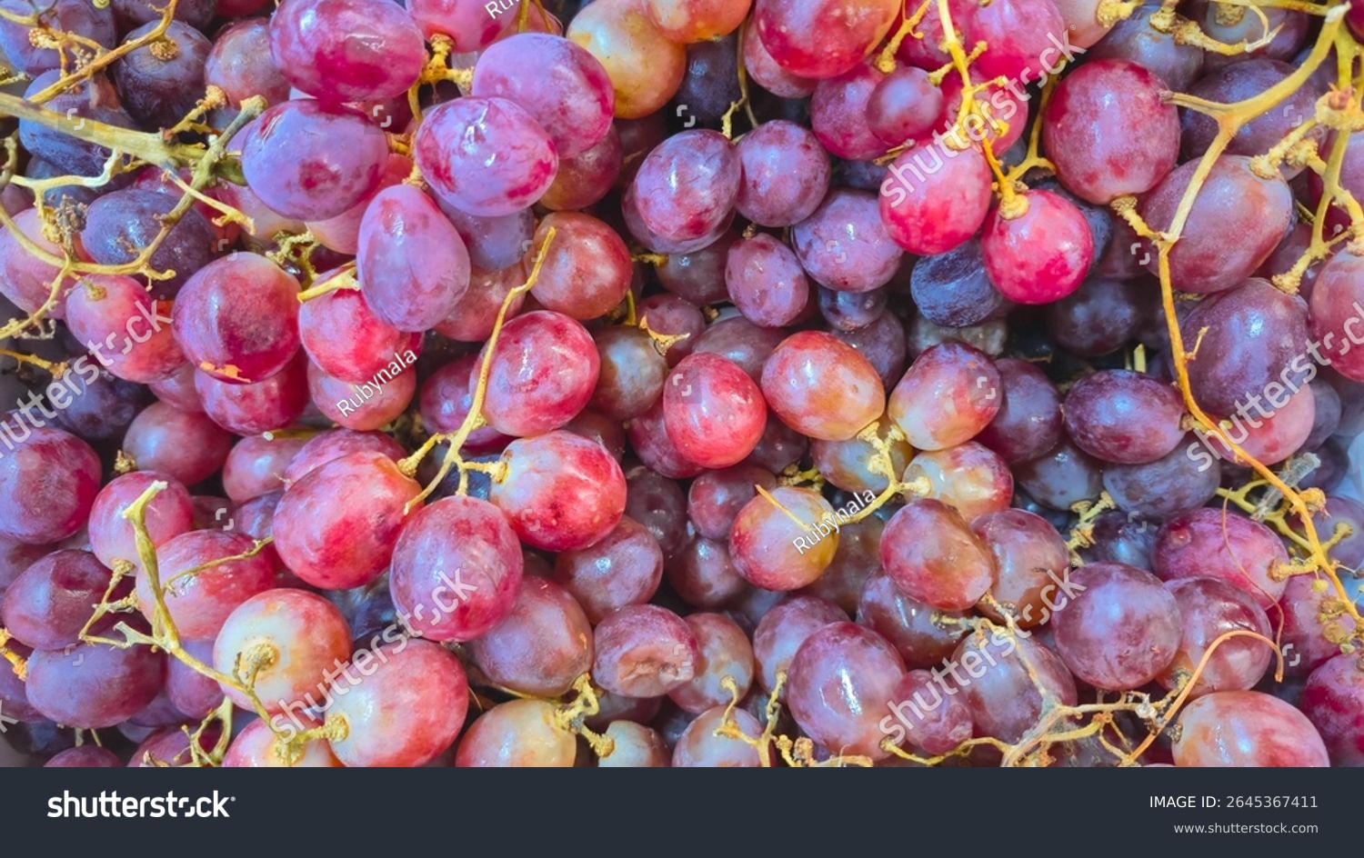 Bunch of fresh red grapes  ripe and sweet grapes for sale in a market. Healthy and succulent fruit.