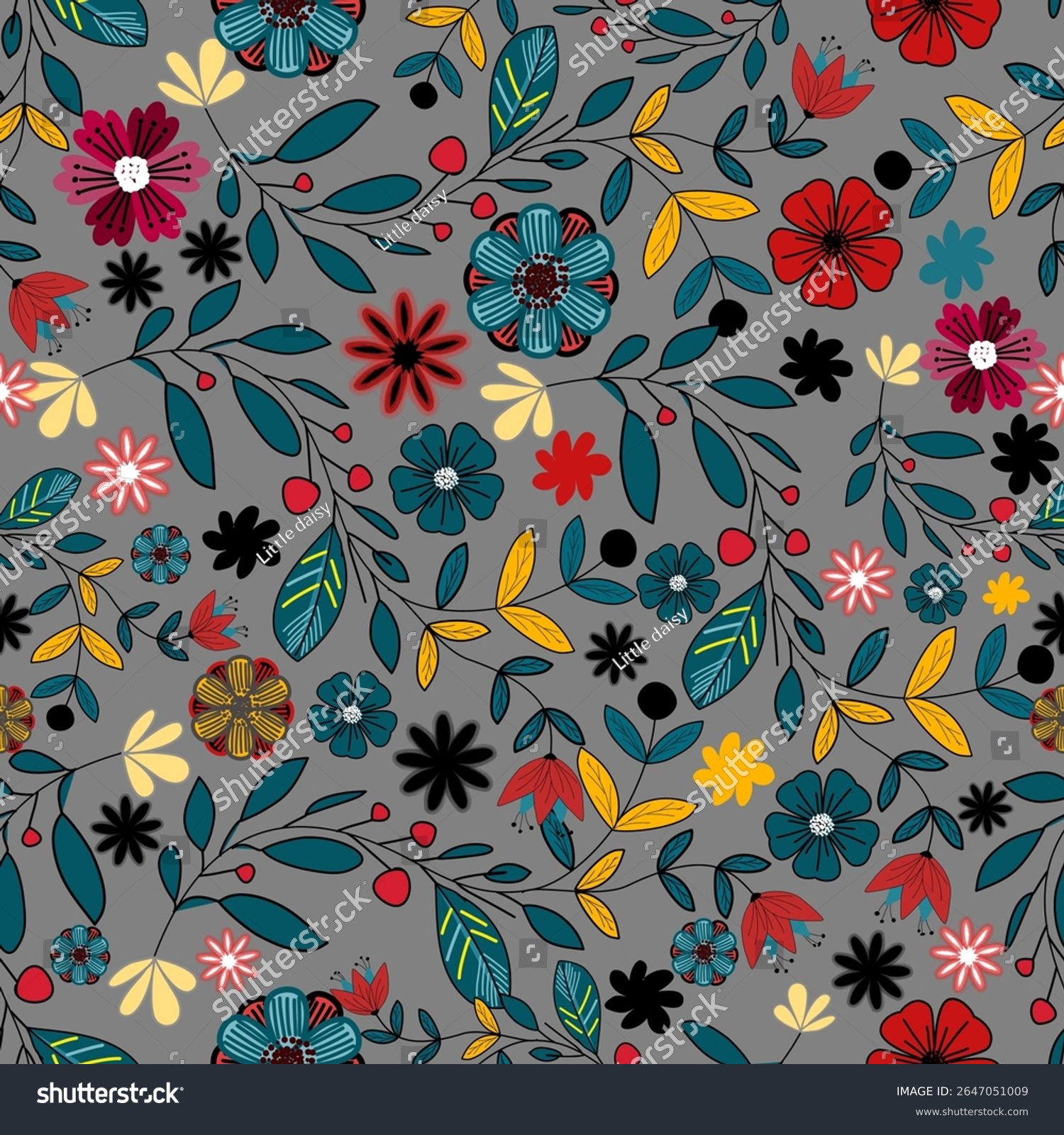 Floral pattern seamless  flower branches seamless pattern   vector   illustration  flowers pattern design Seamless flower pattern with colorful little flowers. Simple flat bright flowers background