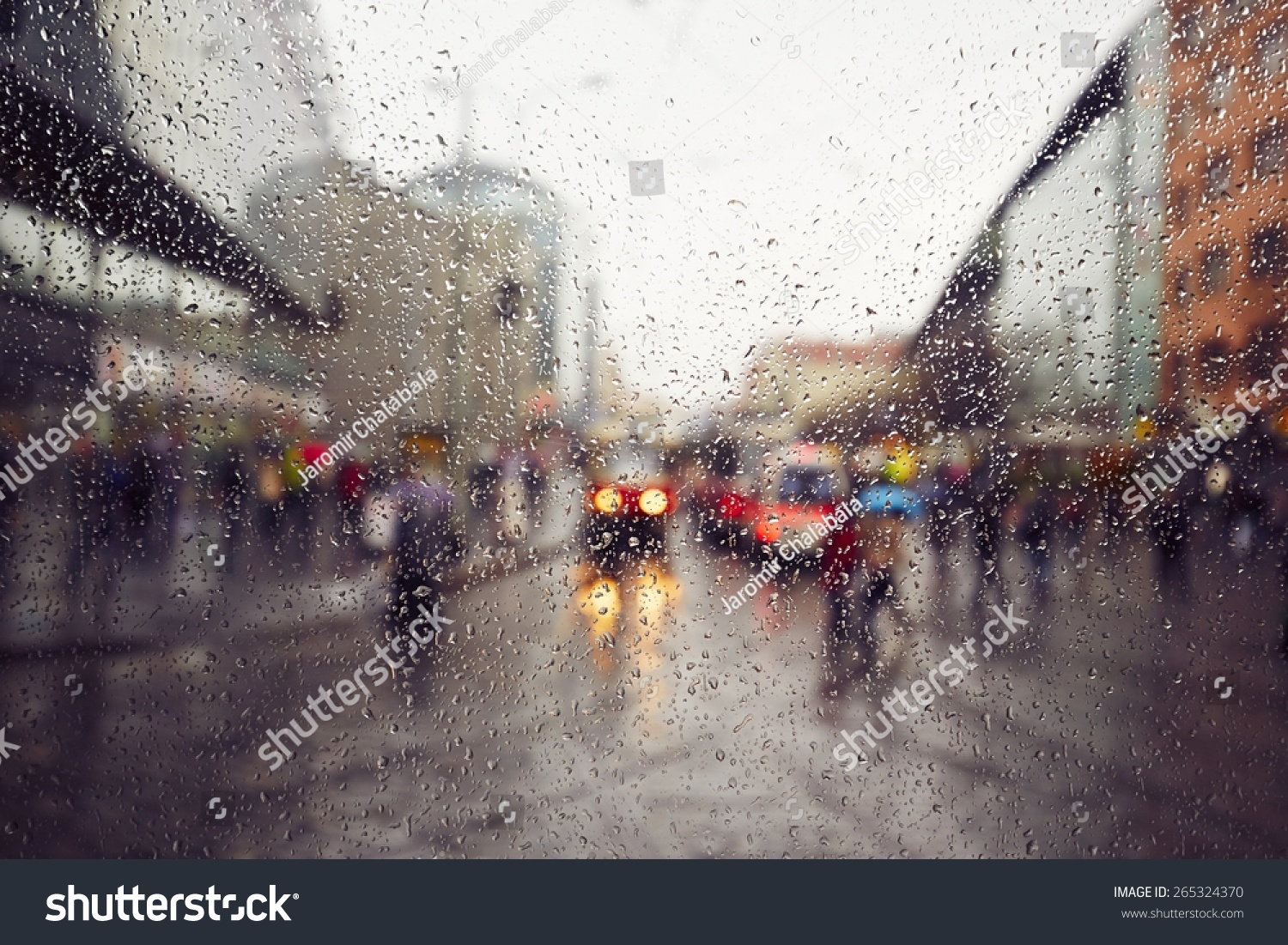 Street in the heavy rain - Prague  Czech Republic 