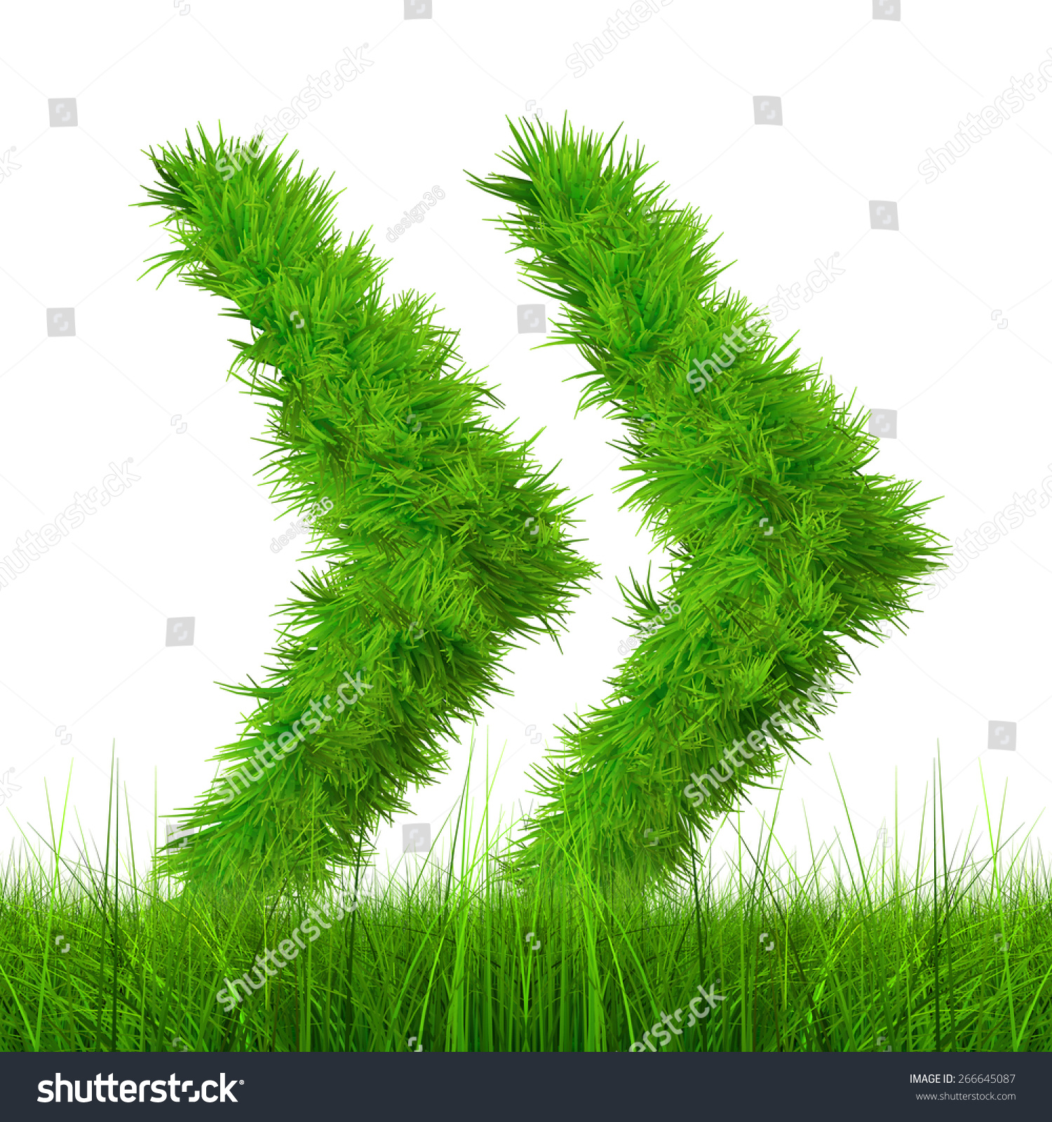 concept or conceptual set or collection of green grass eco font