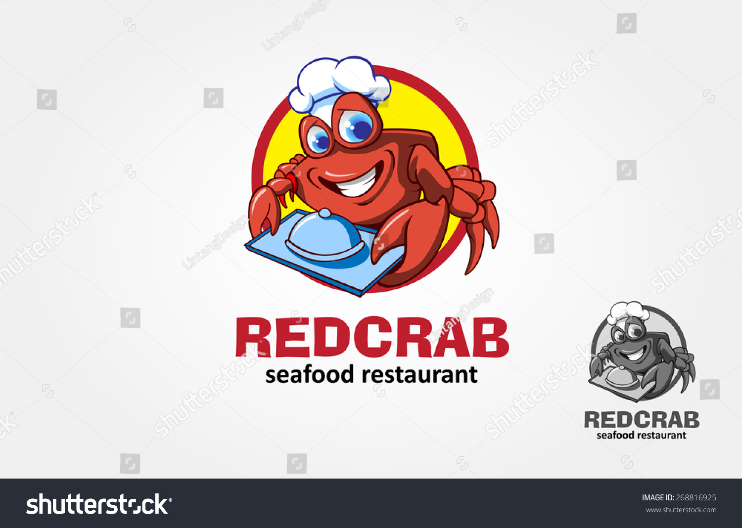 Cartoon red crab chef - vector logo character