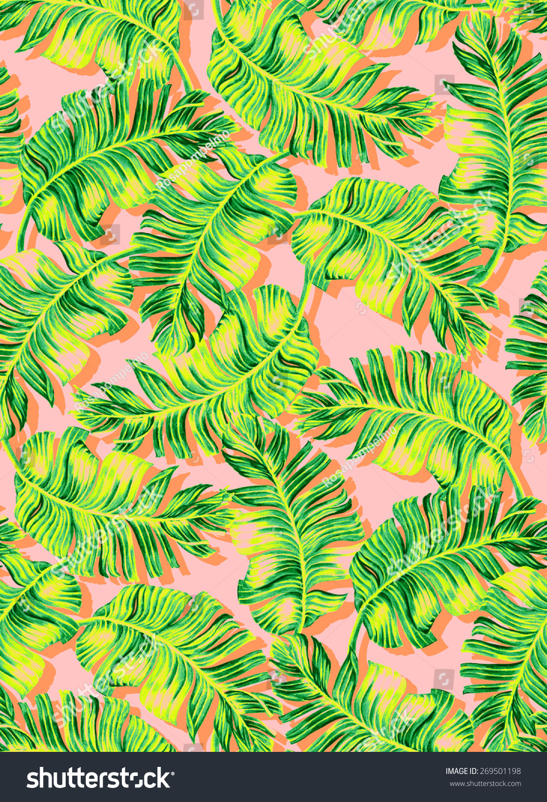 seamless tropical palm pattern. a very detailed illustration of palm leaves in vintage style for fashion or interior. banana palm leaves  retro motif in allover design