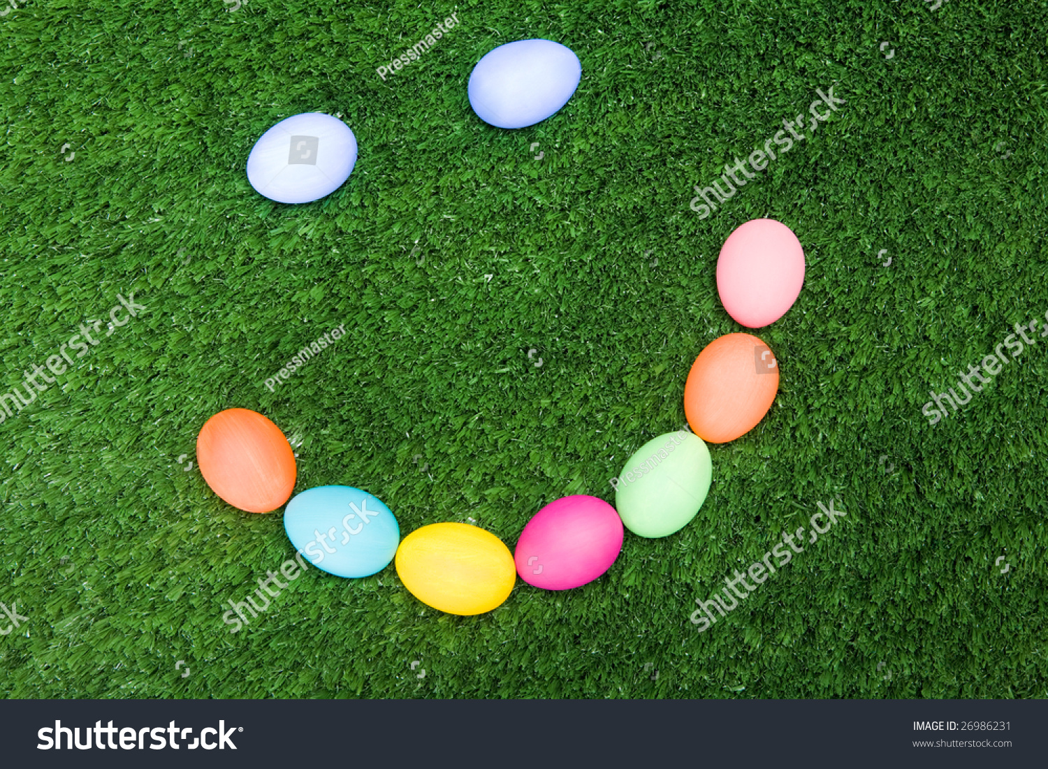 Creative image of Easter eggs in the form of smile and eyes