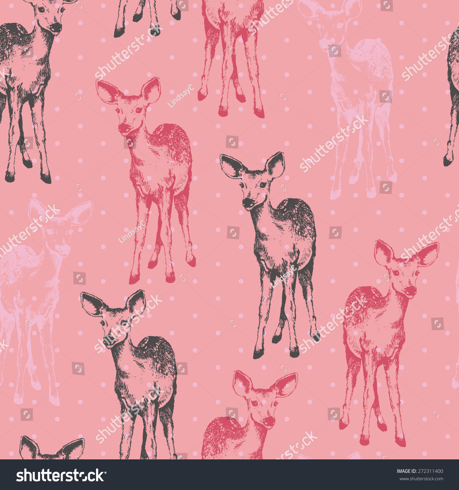 Cute Baby Fawn Seamless Repeat Wallpaper