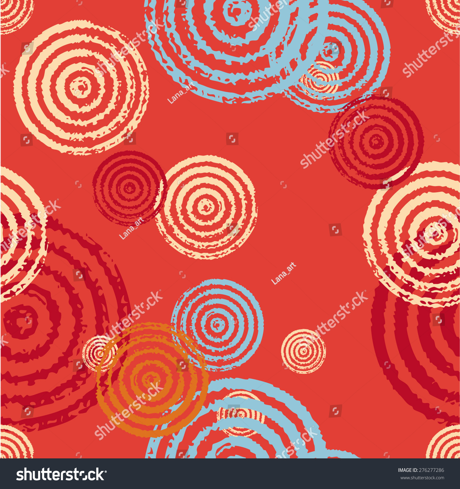 Seamless pattern of circles. Background of circles and rings. Radial shape retro style with grunge.Rapport from small parts. A blank for print tissue wrapping paper