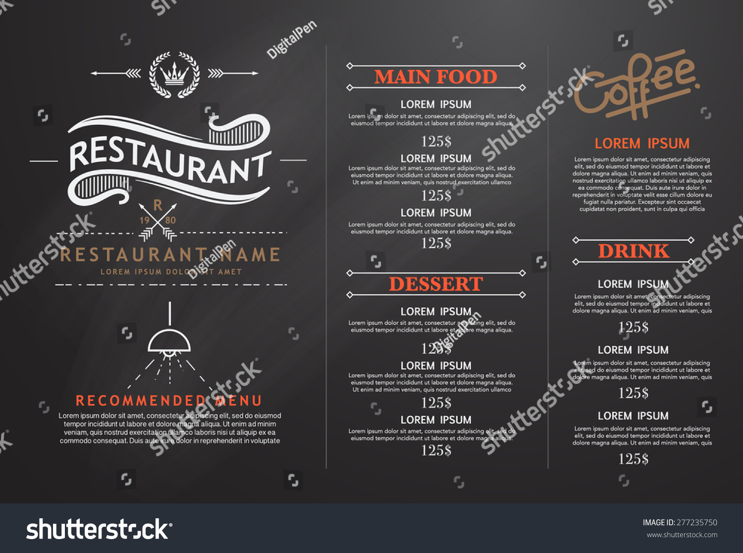 vintage and art restaurant menu design.