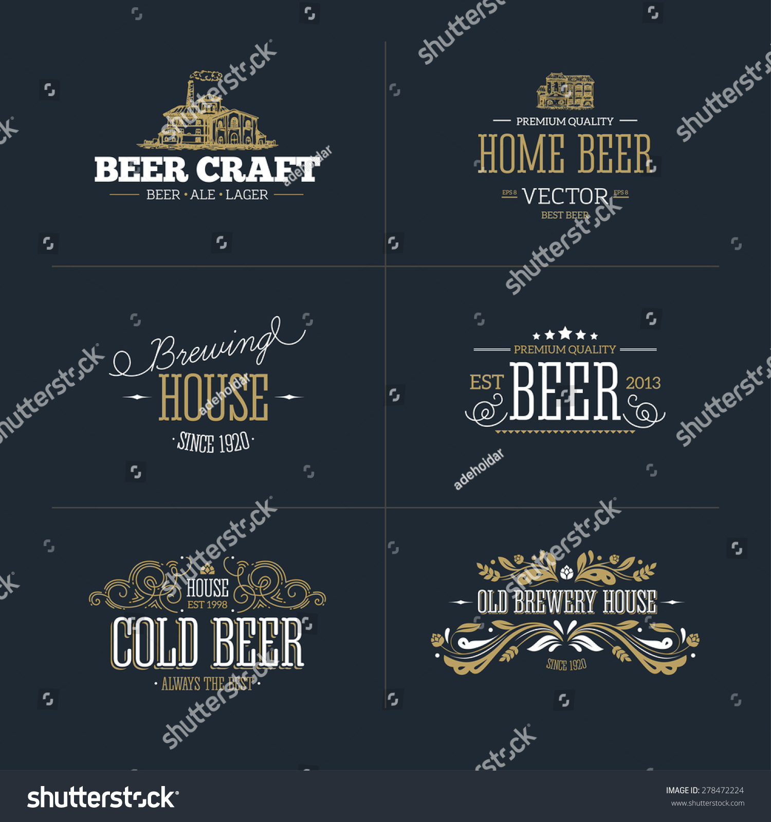 Set of vintage beer badge and logo. Vector illustration
