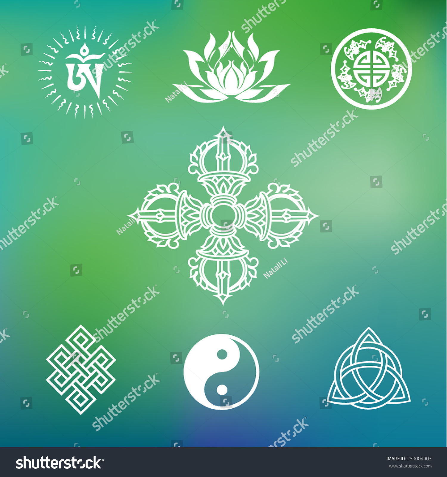 Buddhist symbols line Lotus 