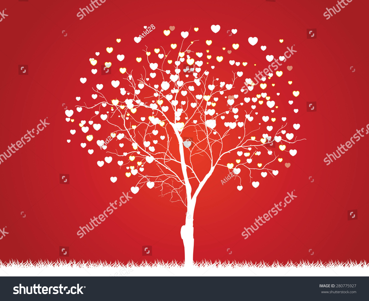 Valentine tree  love  leaf from hearts