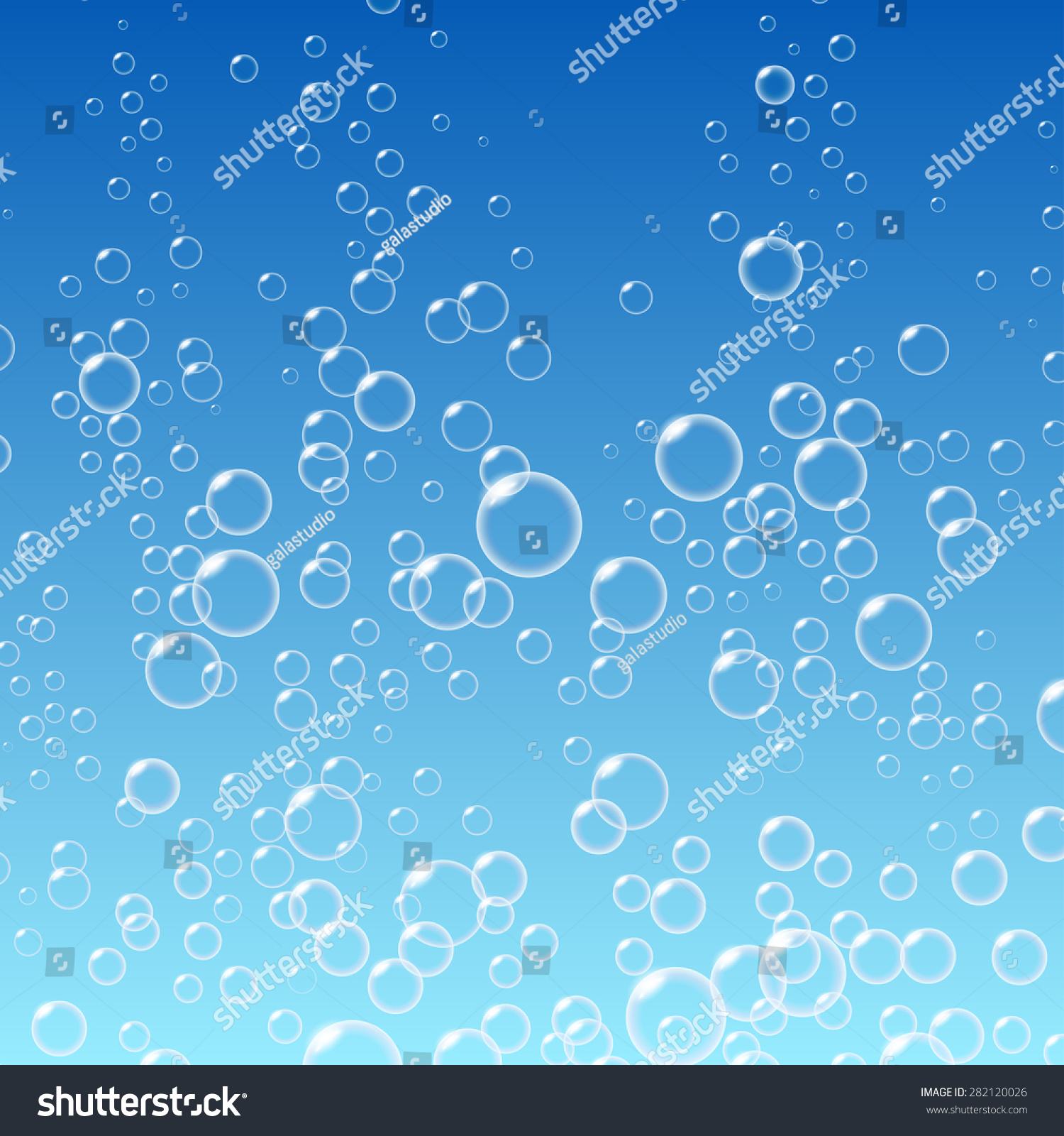 Water bubbles pattern on blue background. Vector illustration.