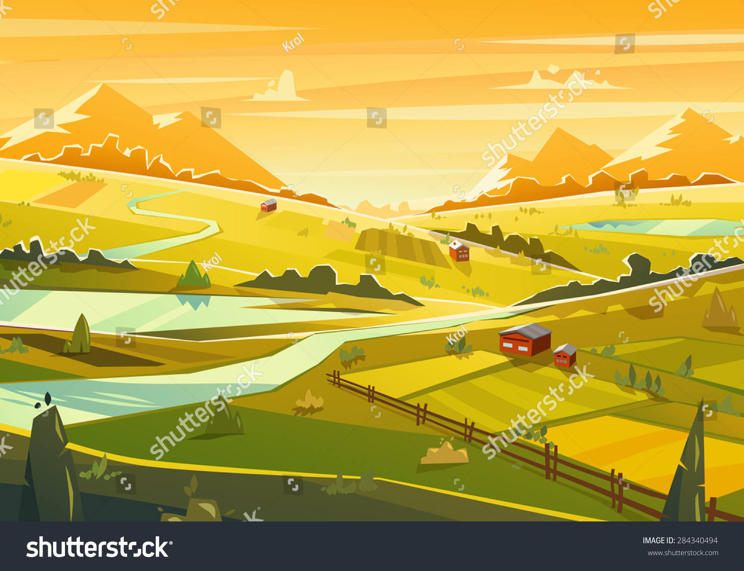 Rural landscape. Vector design illustration for web design development  natural landscape graphics.