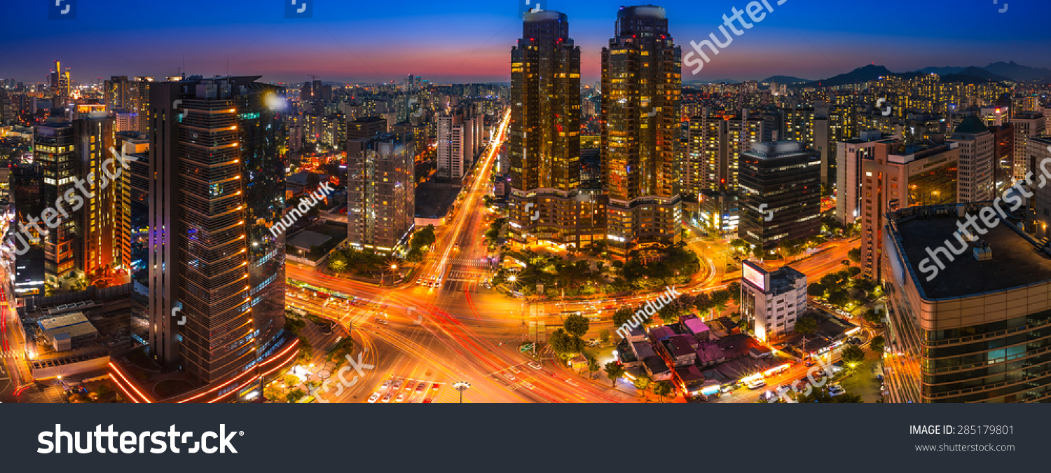 night city in seoul korea and twilight panorama