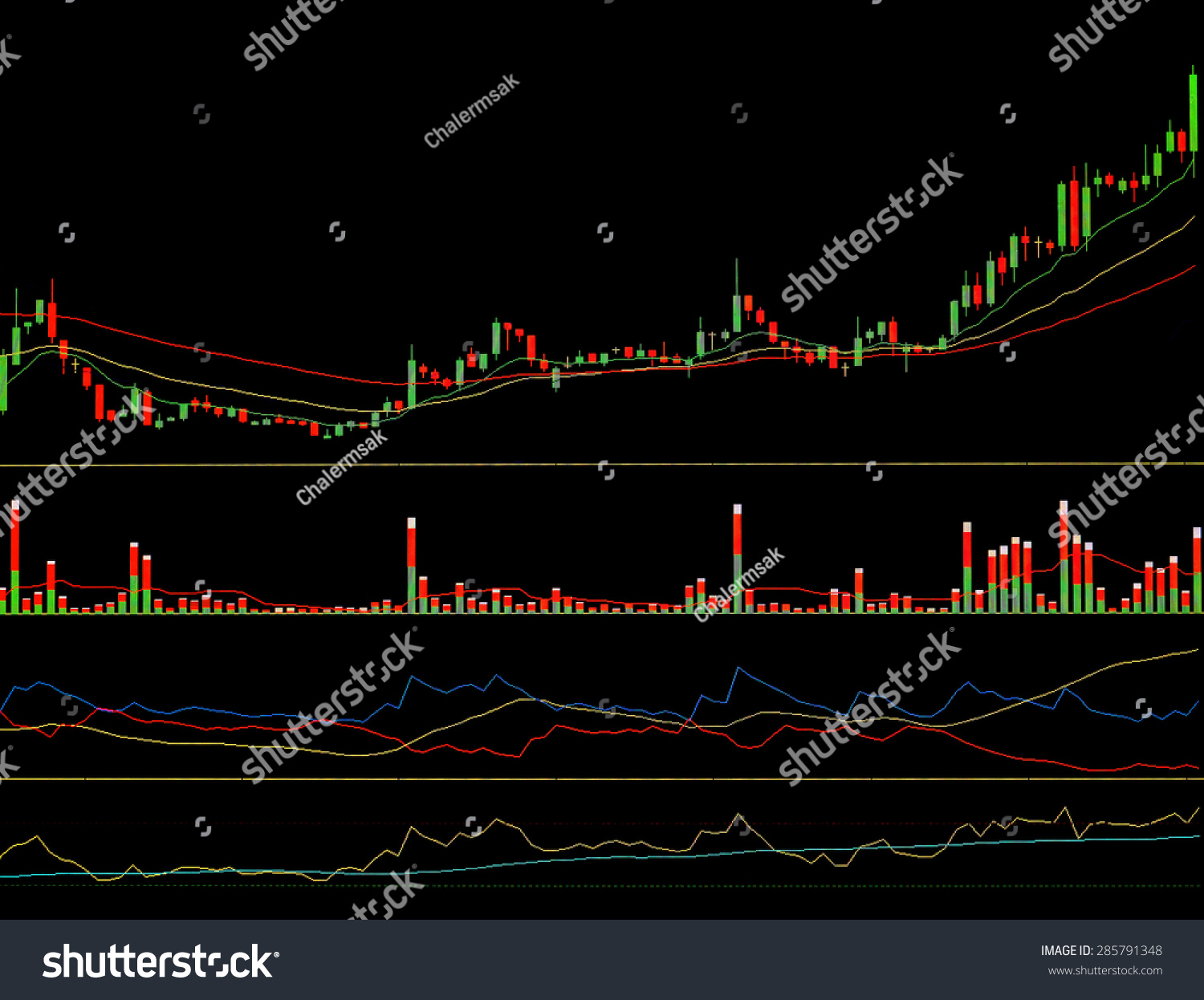Candle stick graph chart of stock market investment trading