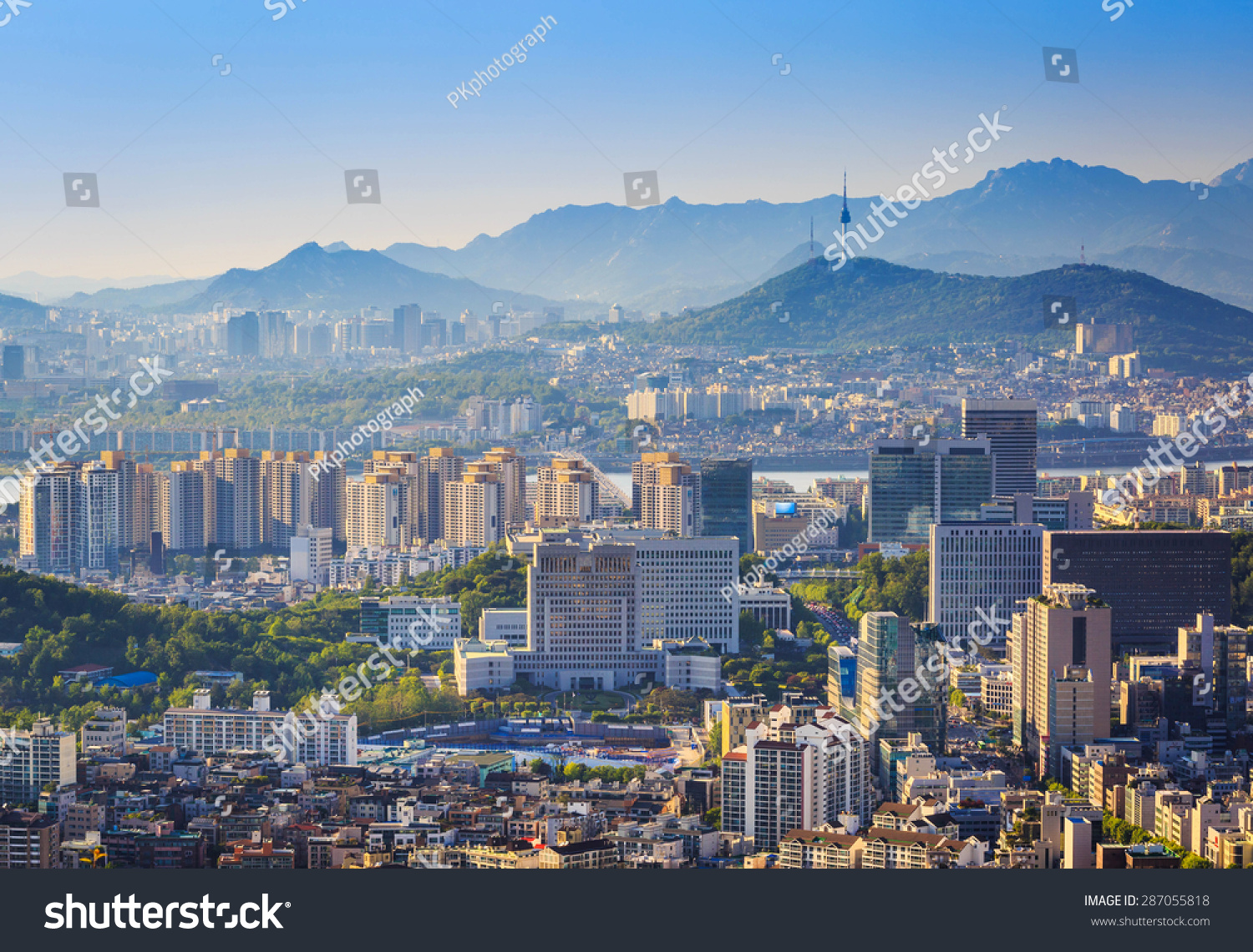 Seoul City Skyline and N Seoul Tower  South Korea