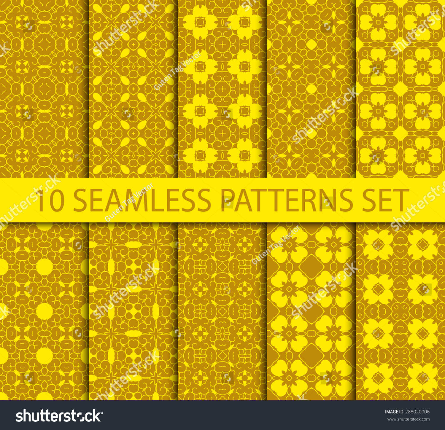 Set of geometric seamless patterns. Ten vintage unrepeatable ornaments ...