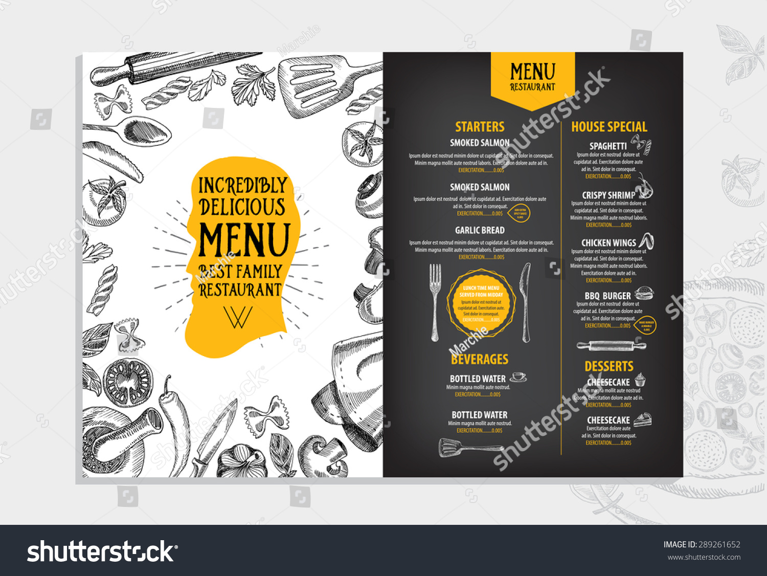 Restaurant cafe menu  template design. Food flyer.