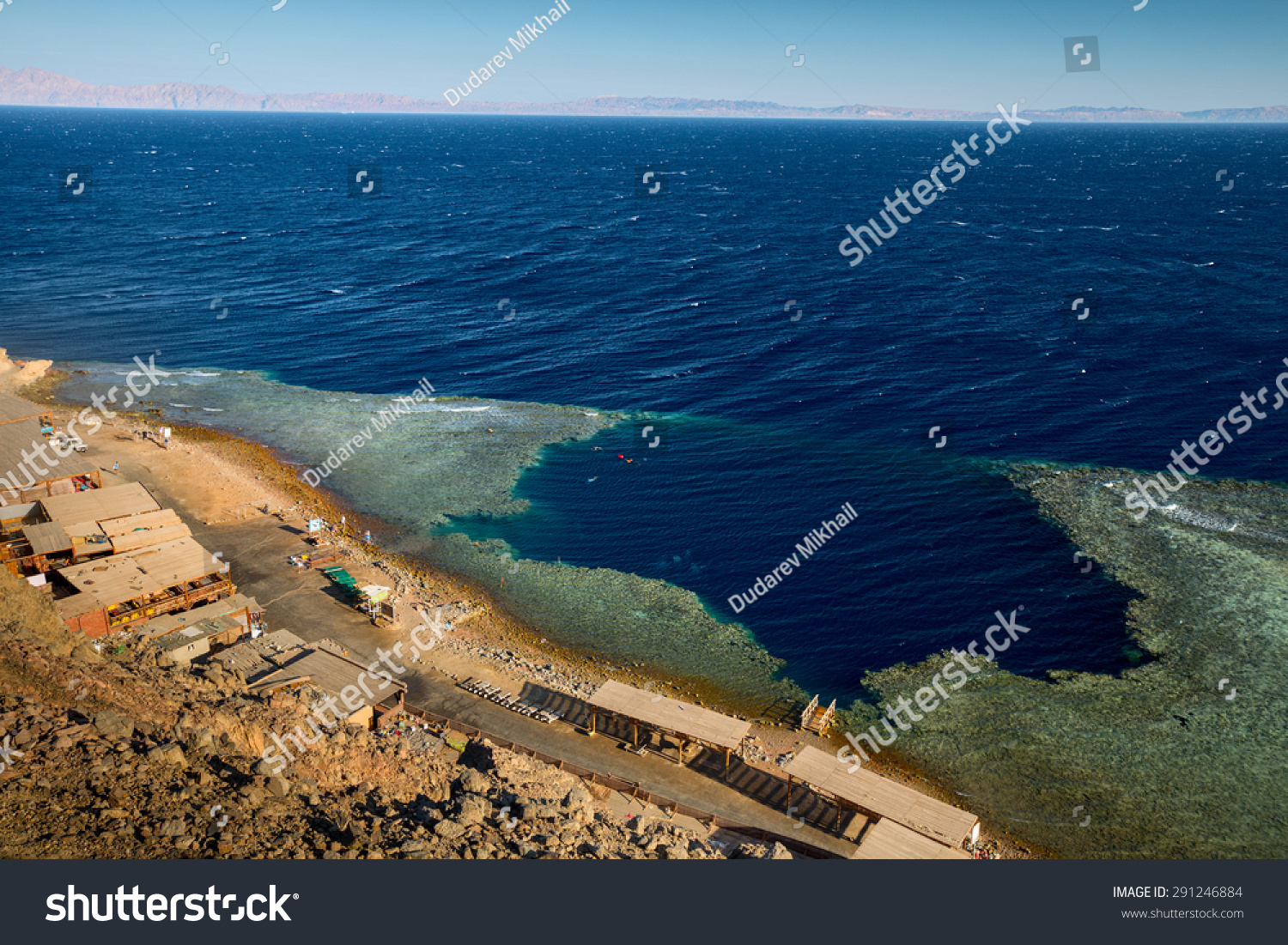 Red Sea coastline with famous diving destination - Blue Hole. Egypt