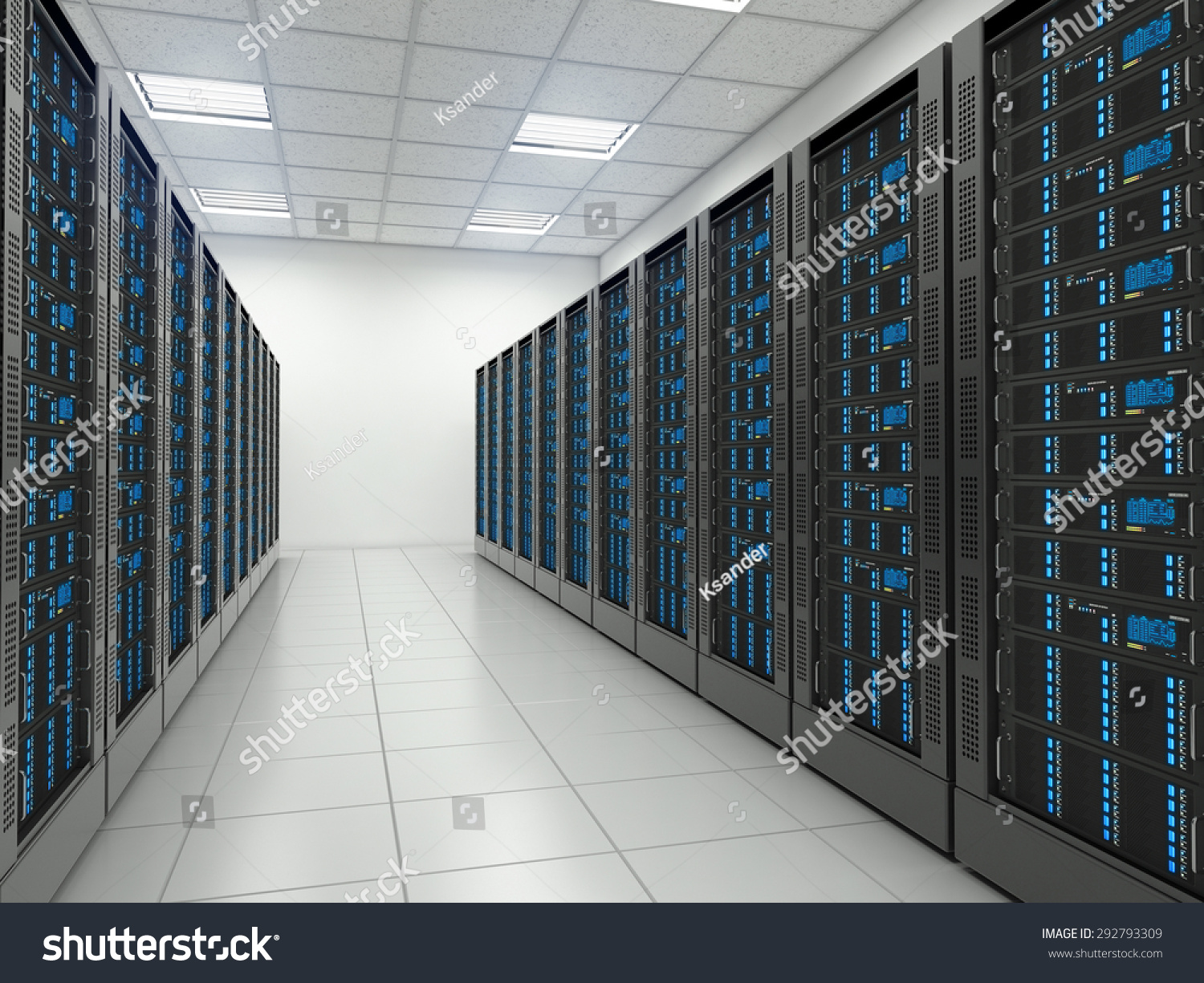 Server room in datacenter. Hosting services.