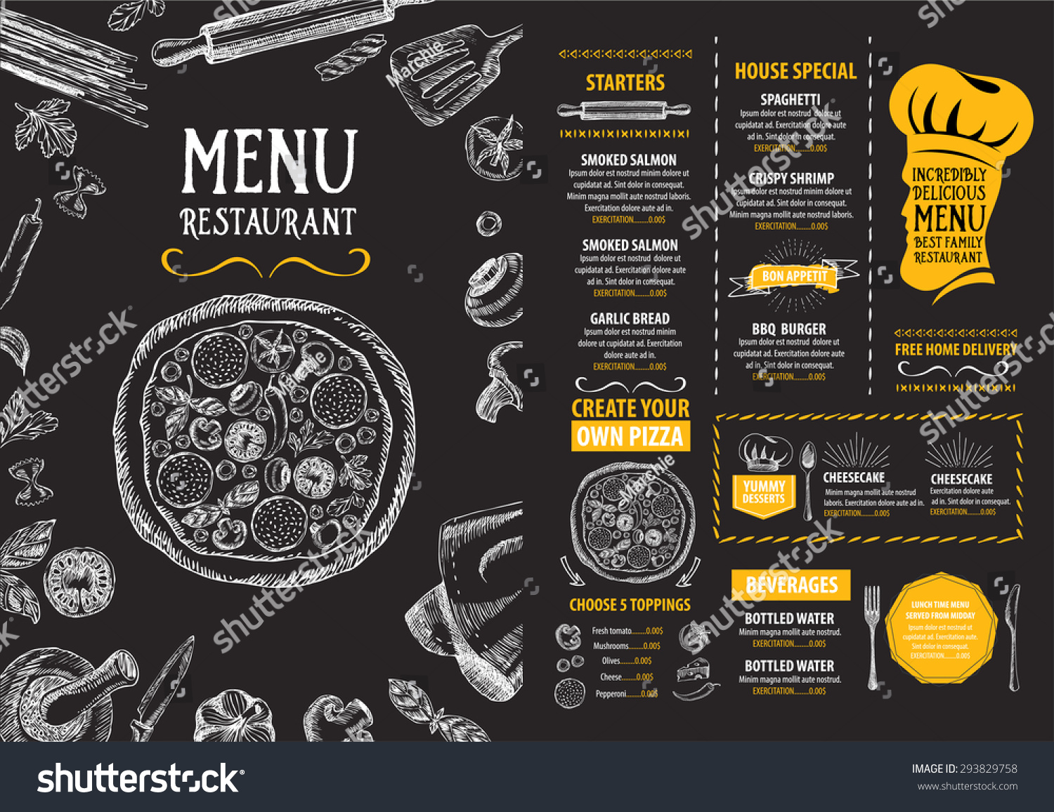 Restaurant cafe menu  template design. Food flyer.