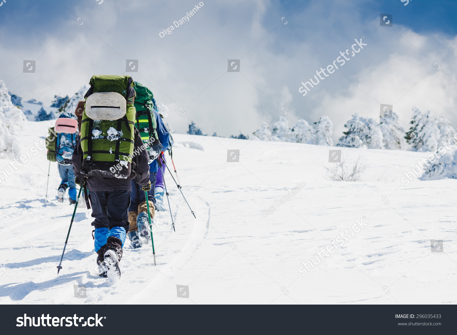 people hiking in beautiful mountain nature landscape