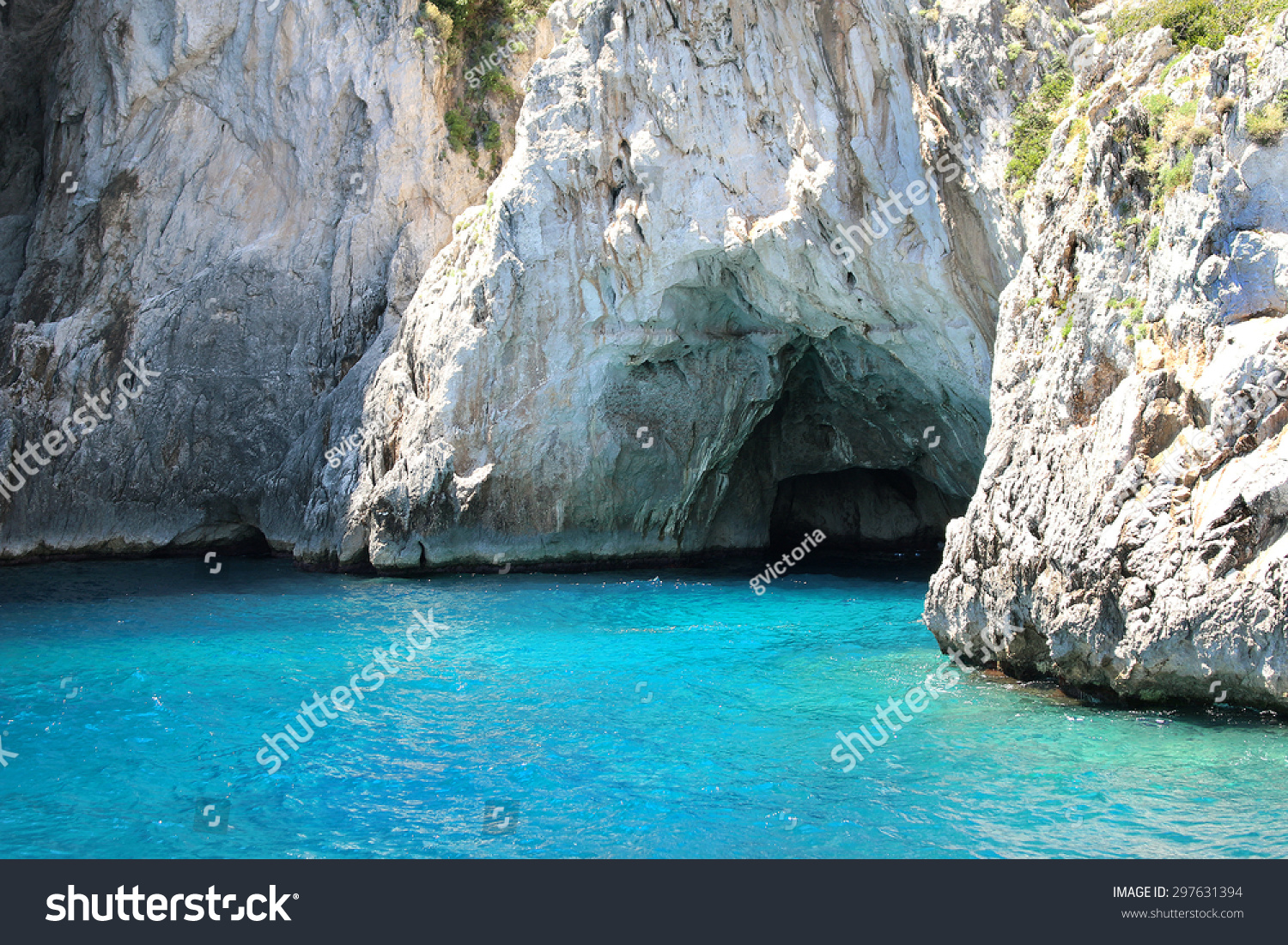 Grotto in Capri with crystal blue water
