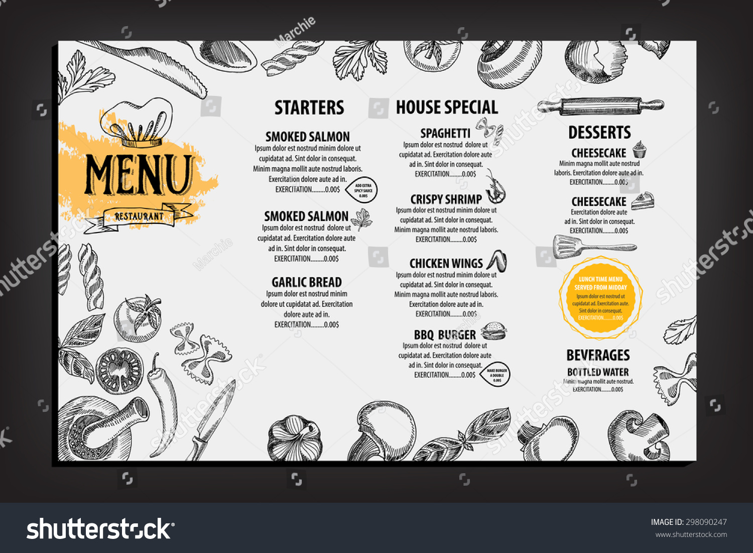 Restaurant cafe menu  template design. Food flyer.