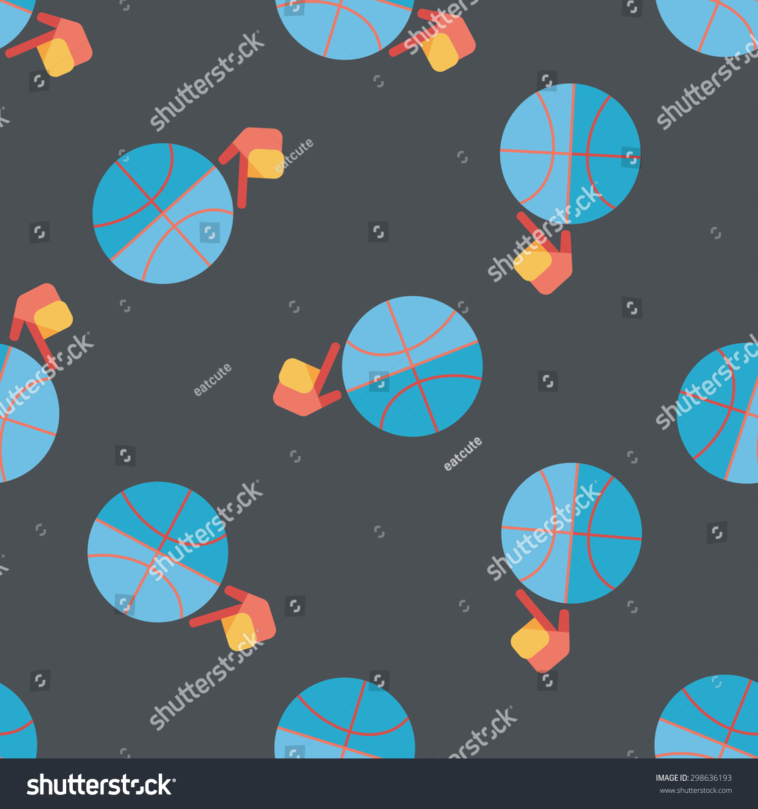 Basketball flat icon eps10 seamless pattern background