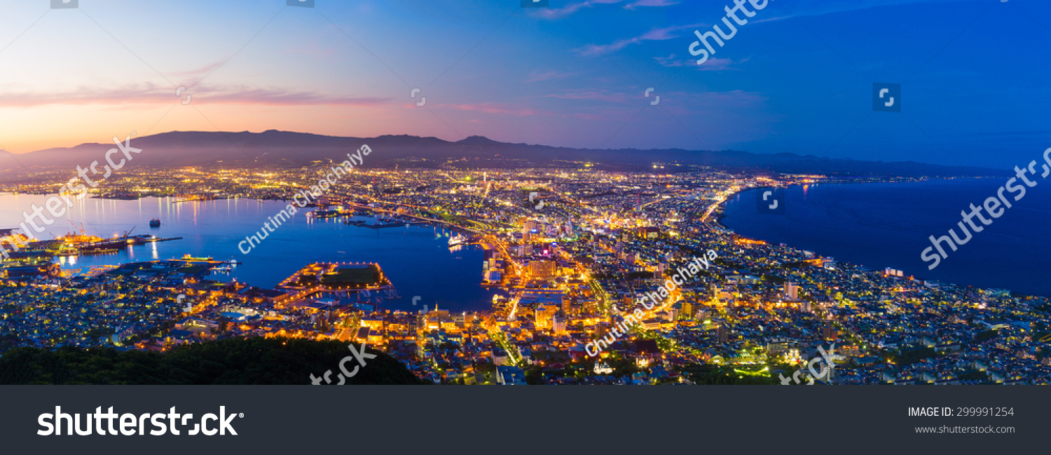 The city of Hakodate in the twilight  panorama