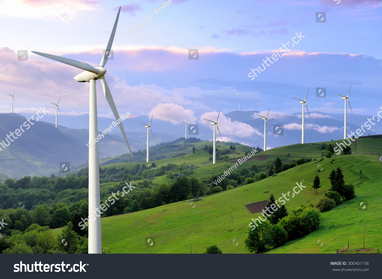 Eco power. Wind turbines generating electricity