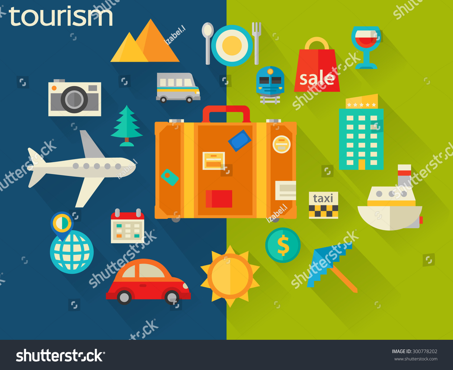 Flat design concept for travel and tourism
