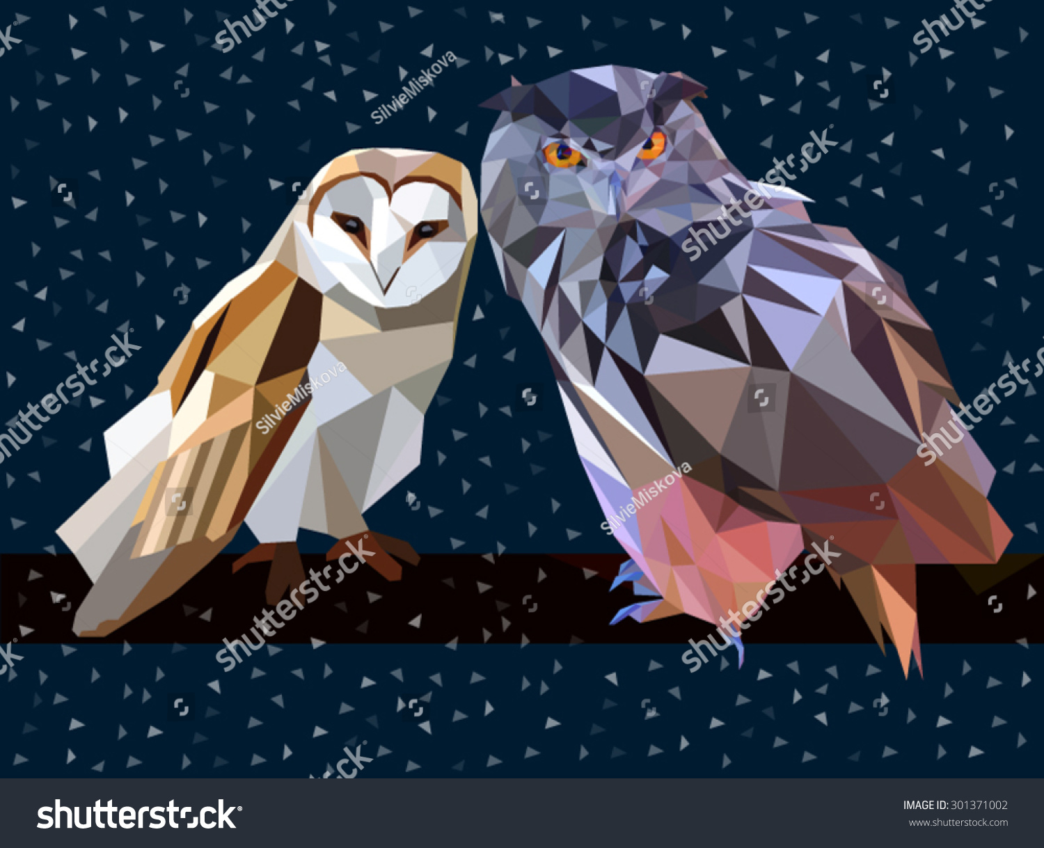 Owl set triangle low poly style. Good use for sticker design  icon  symbol  avatar. Easy to use. 