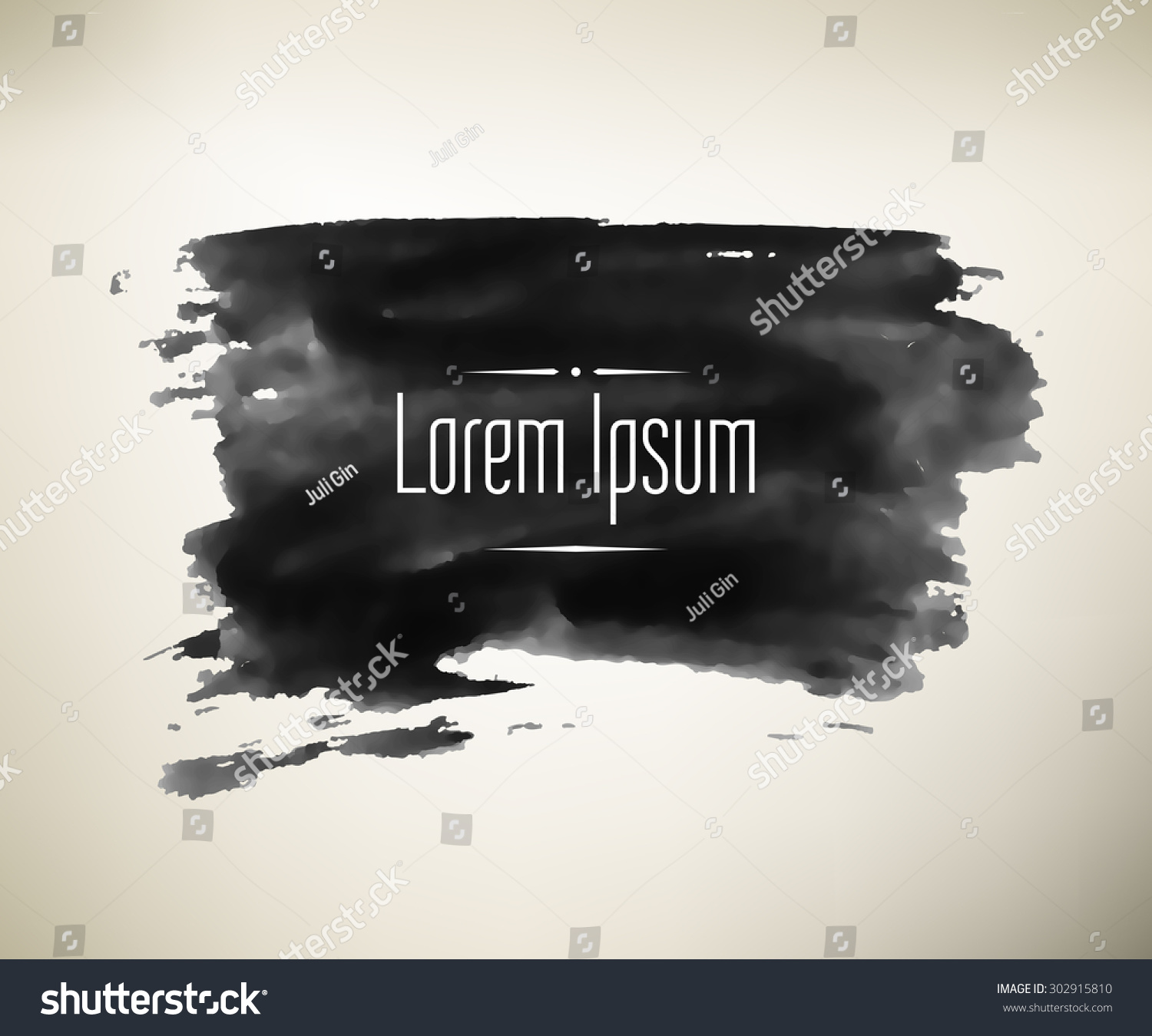 Handmade black ink backgrounds painted by brush. Vector illustration
