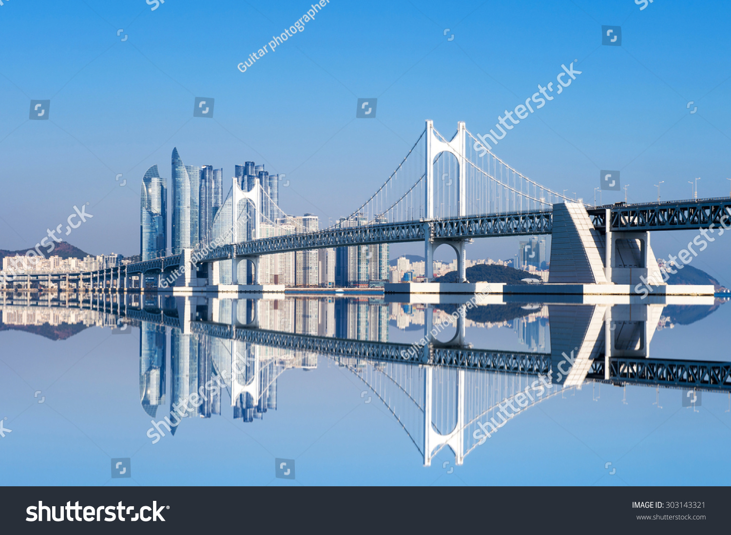 Gwangan bridge and Haeundae in Busan Korea