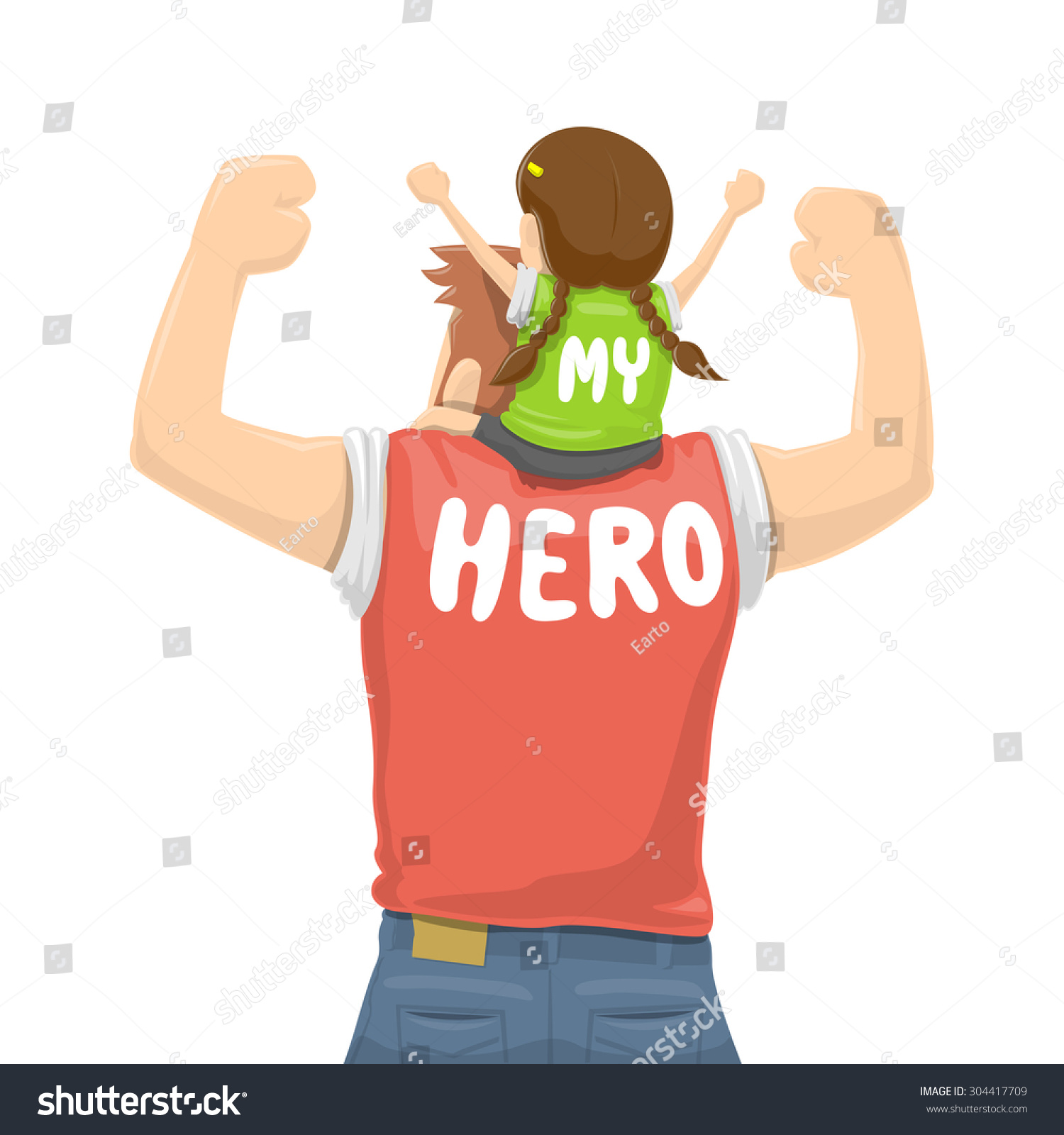 父亲节 - 我父亲是英雄 - 矢量插图