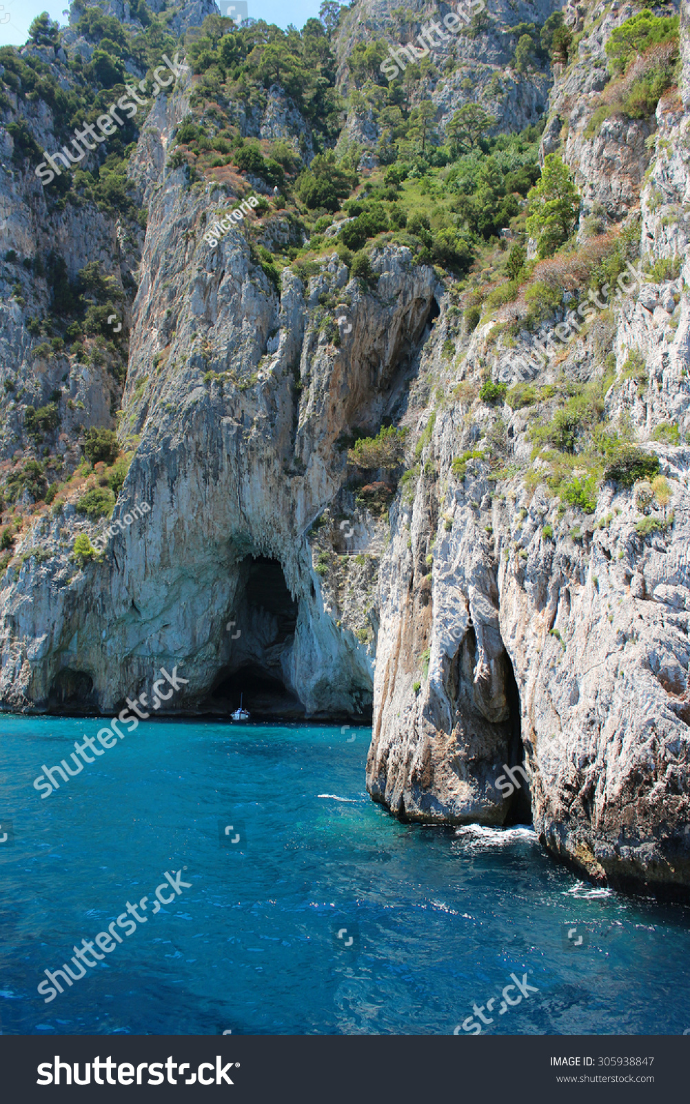 Grotto in Capri with crystal blue water
