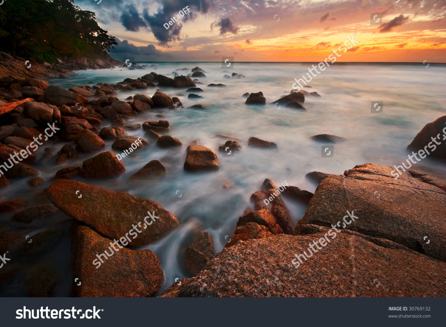 After tropical sunset. Karon beach. Phuket island. Kingdom Thailand