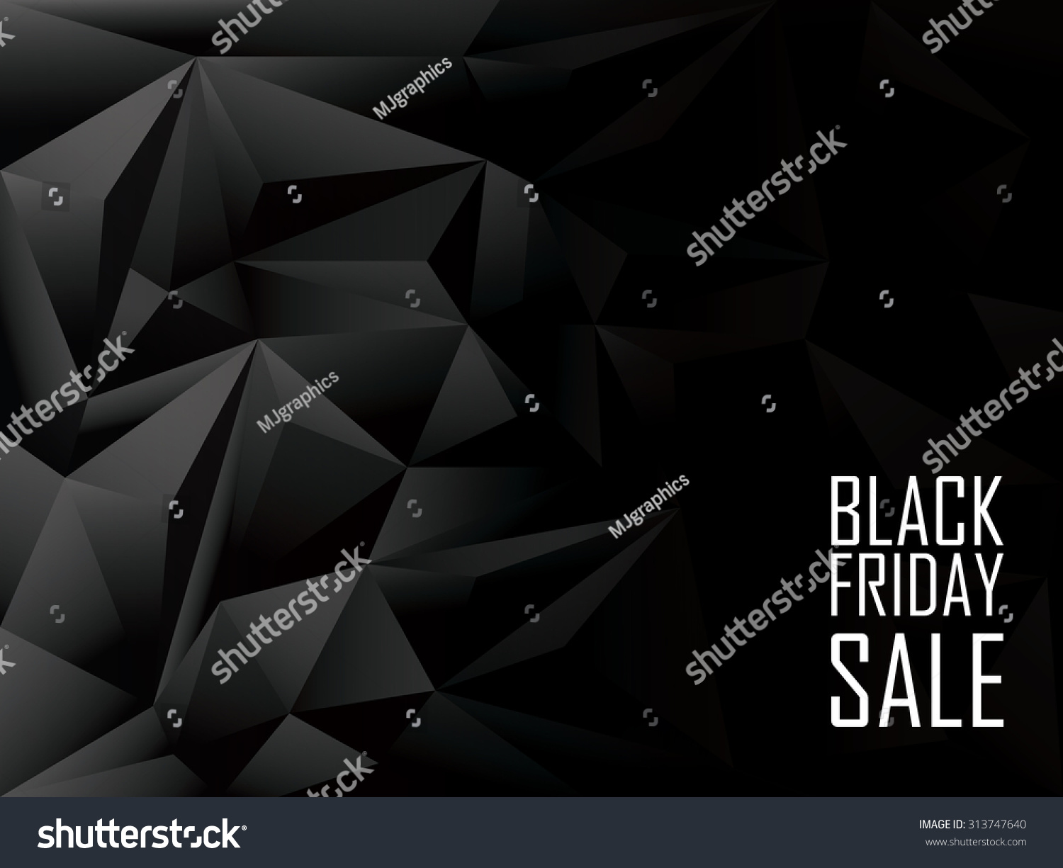 Black Friday sale polygonal background. Shopping discounts promotion. Advertising banner with space for text. Eps10 vector illustration.